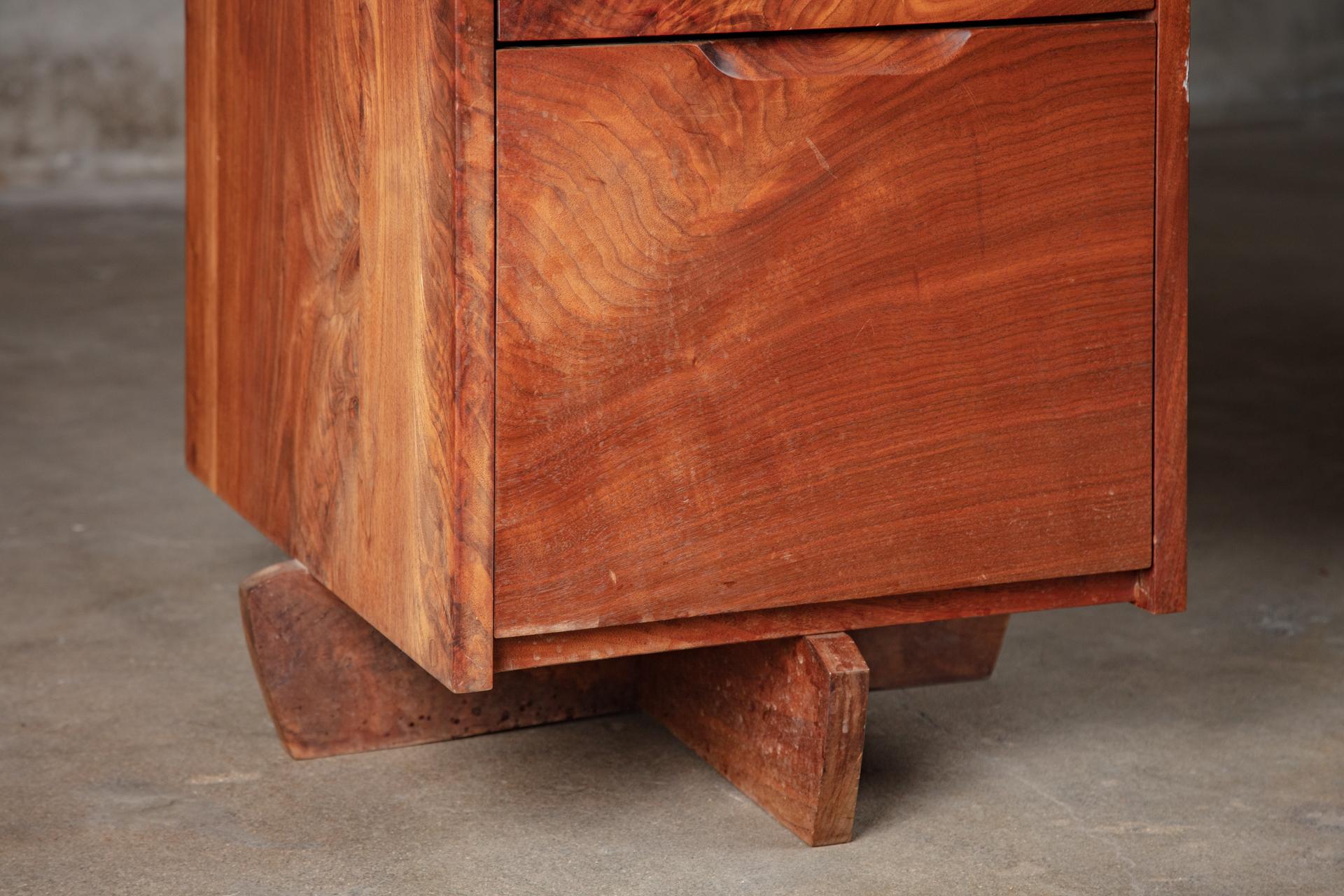 Geroge Nakashima New Hope, Pennsylvania double pedestal desk in walnut and rosewood.
