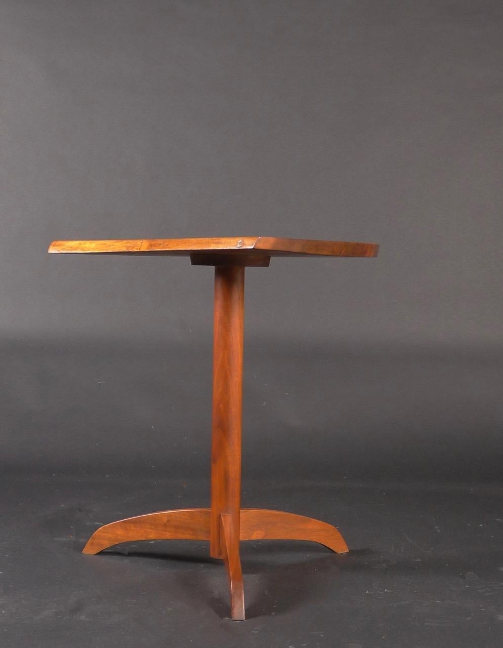 Mid-Century Modern George Nakashima, Pedestal End Table in American Black Walnut, 1973