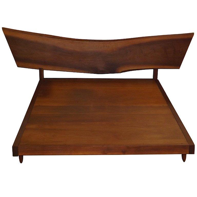 George Nakashima Platform Bed With Free Edge Headboard For At George Nakashima Platform Bed With Free Edge Headboard For