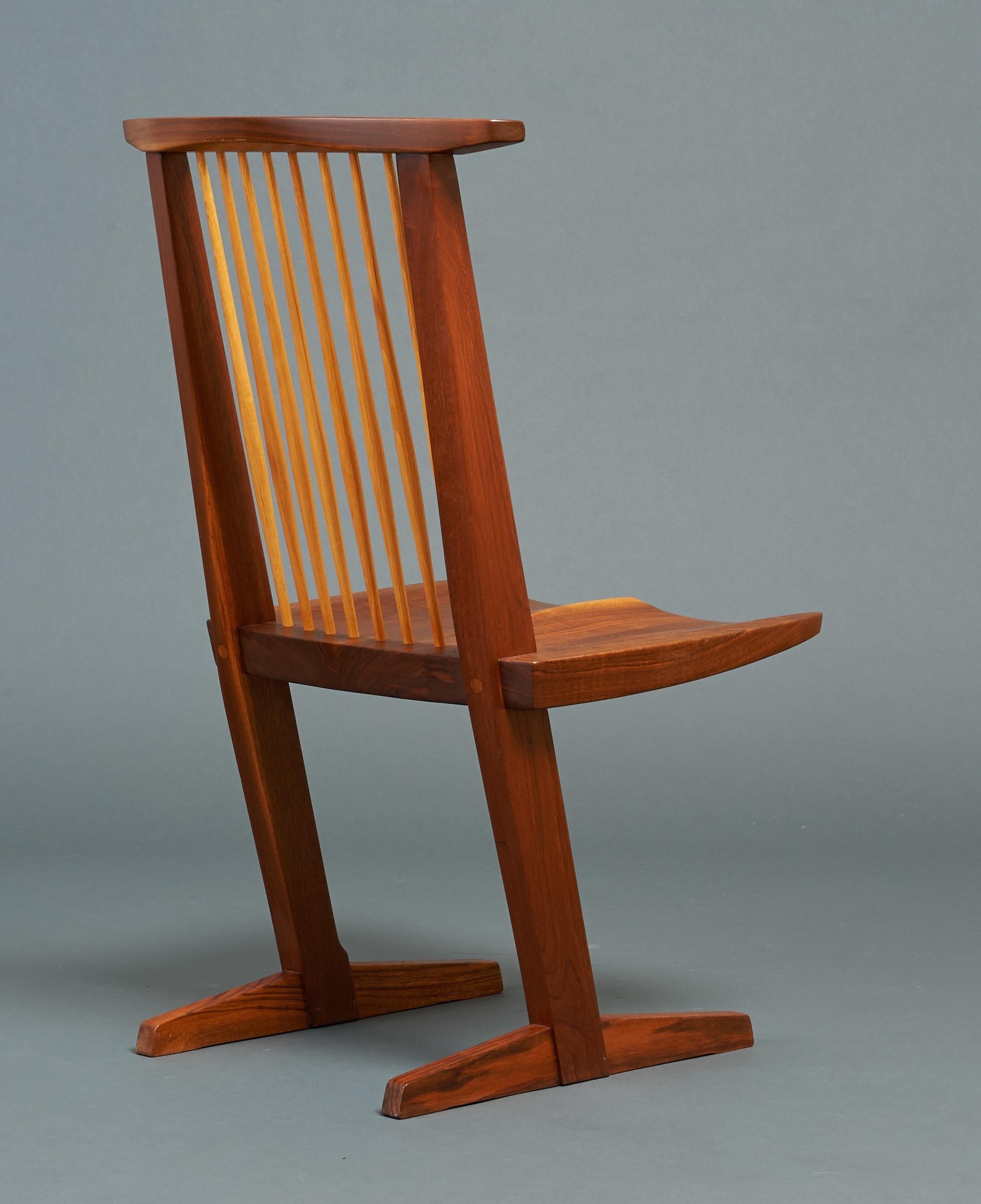 George Nakashima, Rare Sculptural Pair of Conoid Chairs in Walnut, Signed, 1989 For Sale 1