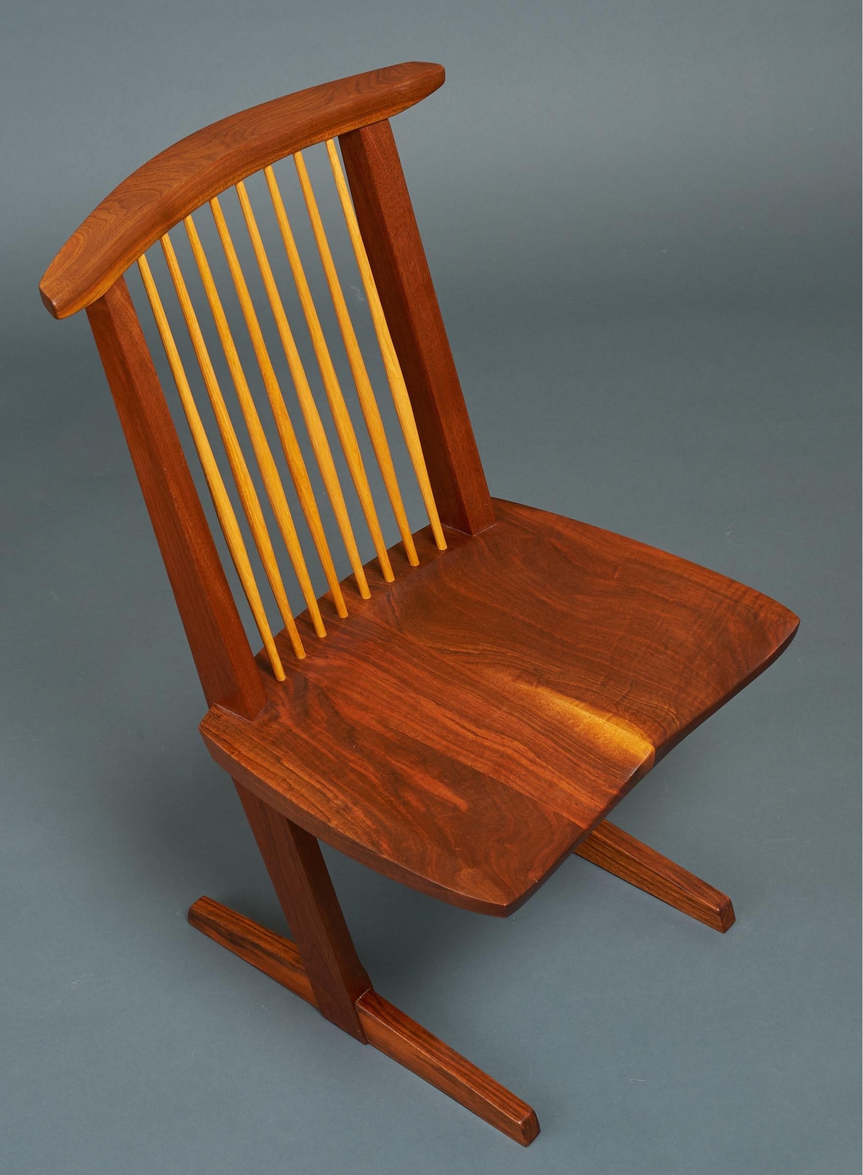 George Nakashima, Rare Sculptural Pair of Conoid Chairs in Walnut, Signed, 1989 For Sale 4