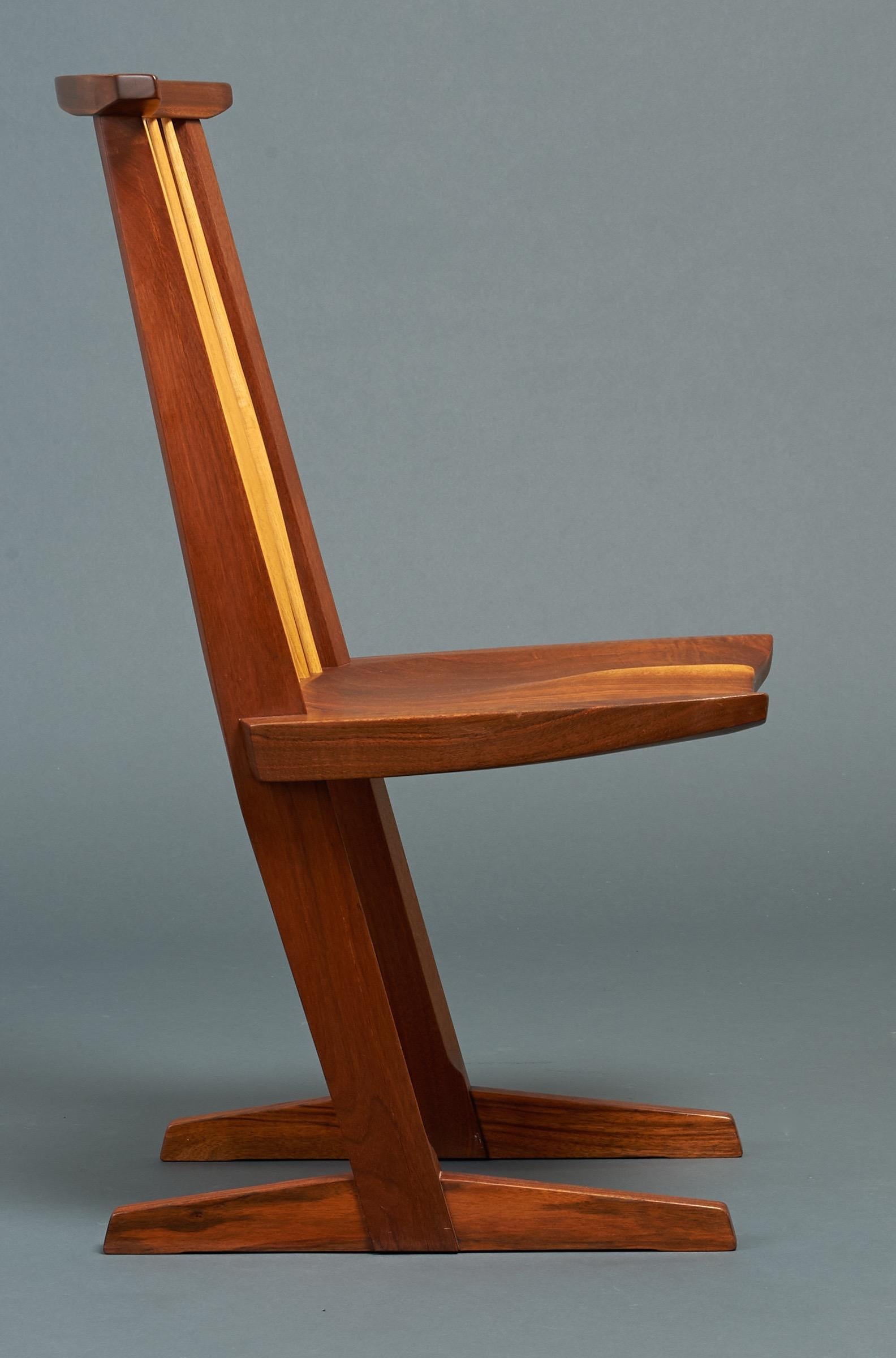 George Nakashima, Rare Sculptural Pair of Conoid Chairs in Walnut, Signed, 1989 For Sale 3