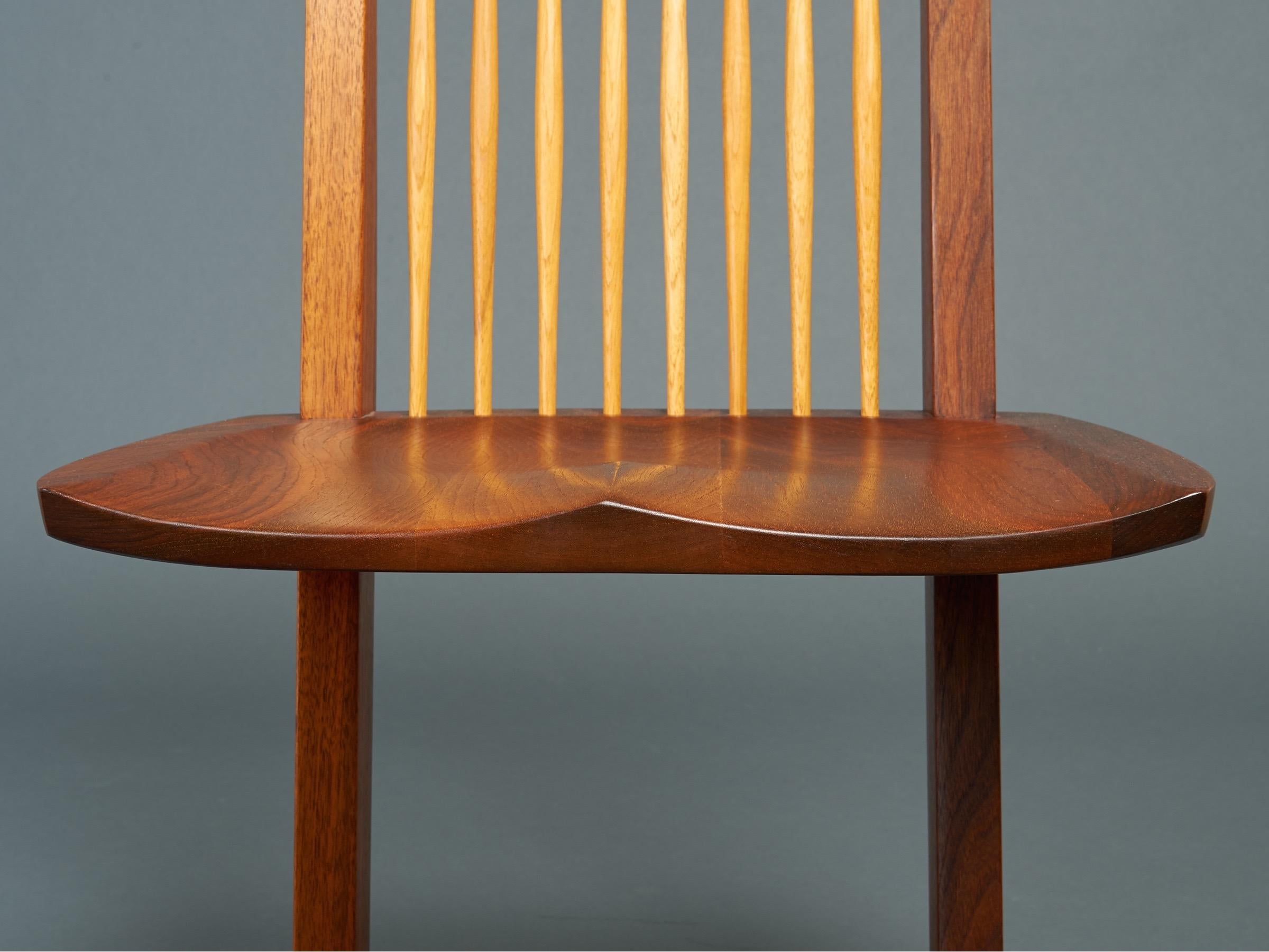 George Nakashima, Rare Sculptural Pair of Conoid Chairs in Walnut, Signed, 1989 For Sale 7