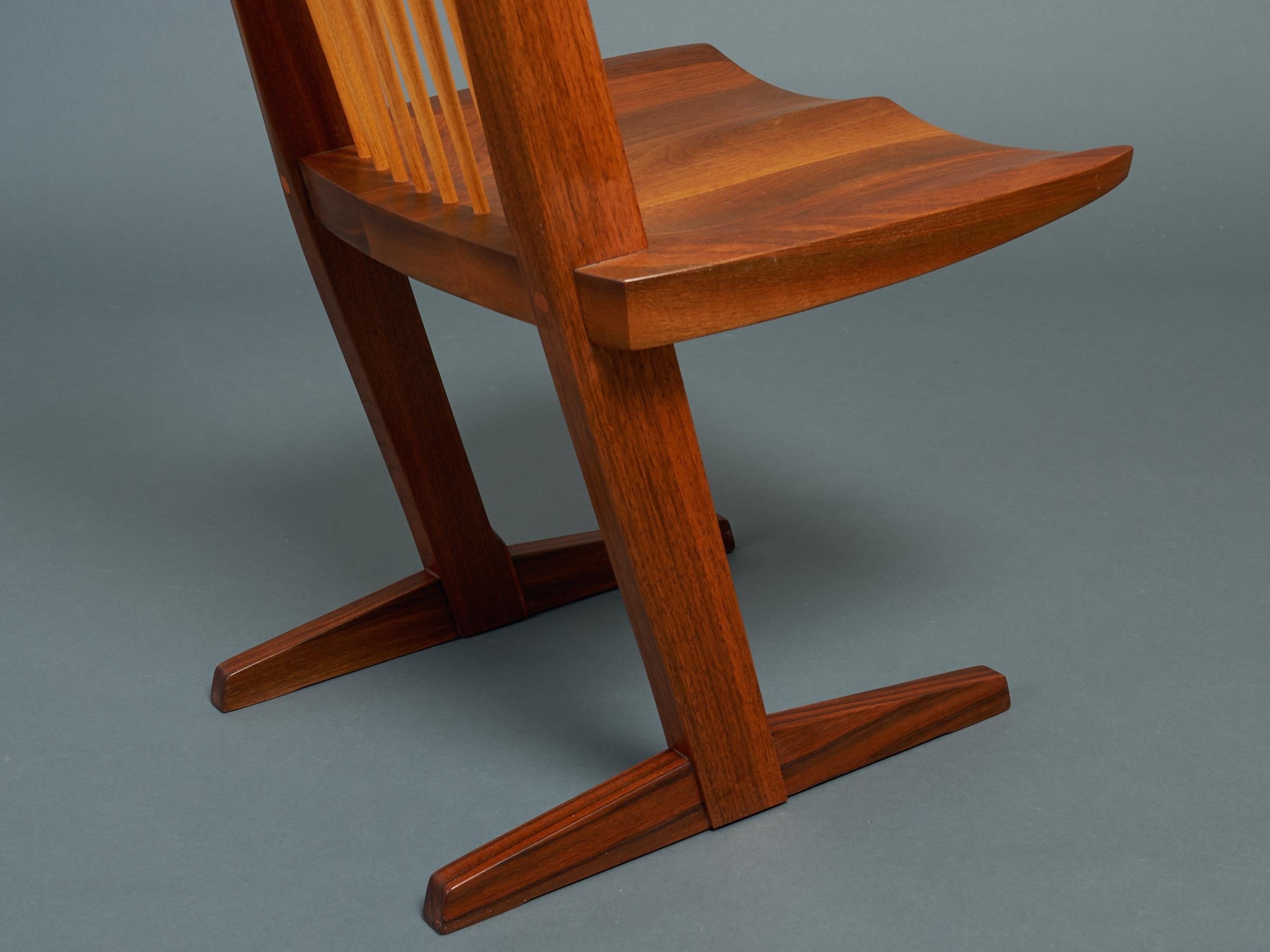 George Nakashima, Rare Sculptural Pair of Conoid Chairs in Walnut, Signed, 1989 For Sale 9