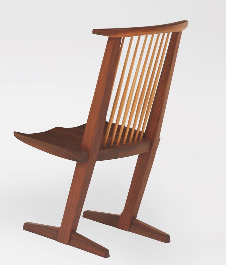 Nakashima, Rare Sculptural Pair of Conoid Chairs in Walnut, Signed, 1989 For Sale at 1stdibs