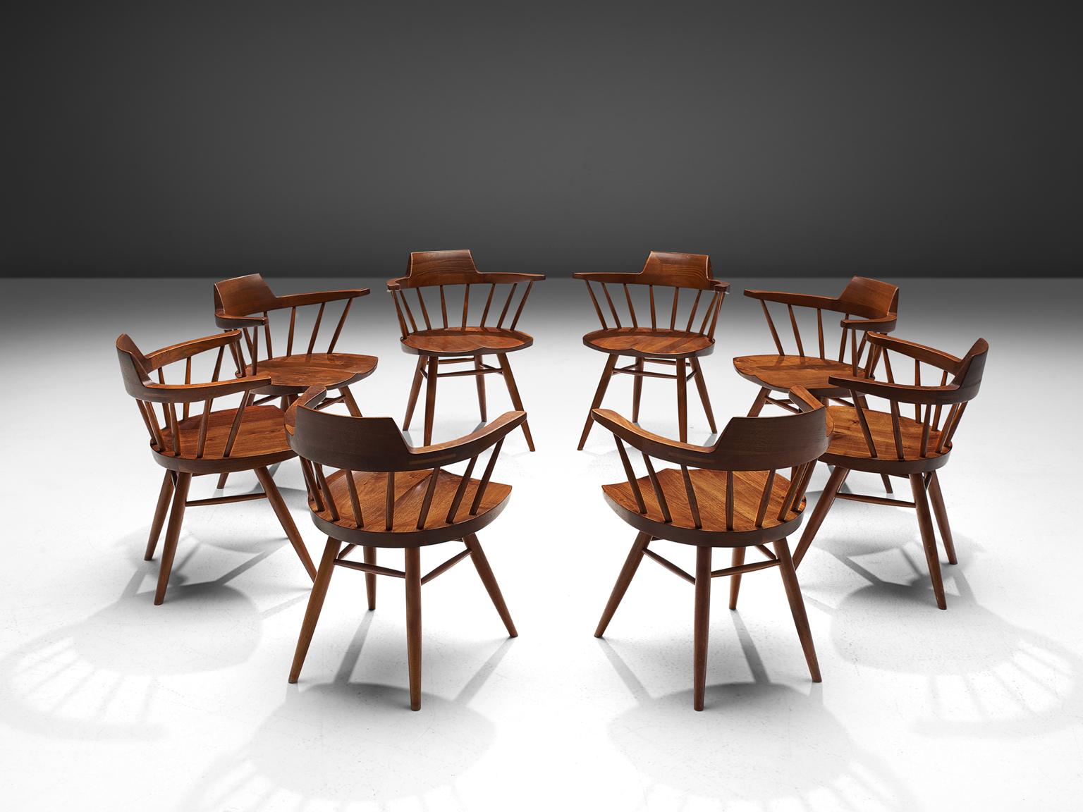 George Nakashima Rare Set of Eight 'Captain' Chairs (Moderne der Mitte des Jahrhunderts)