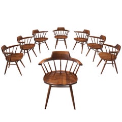 George Nakashima Rare Set of Eight 'Captain' Chairs