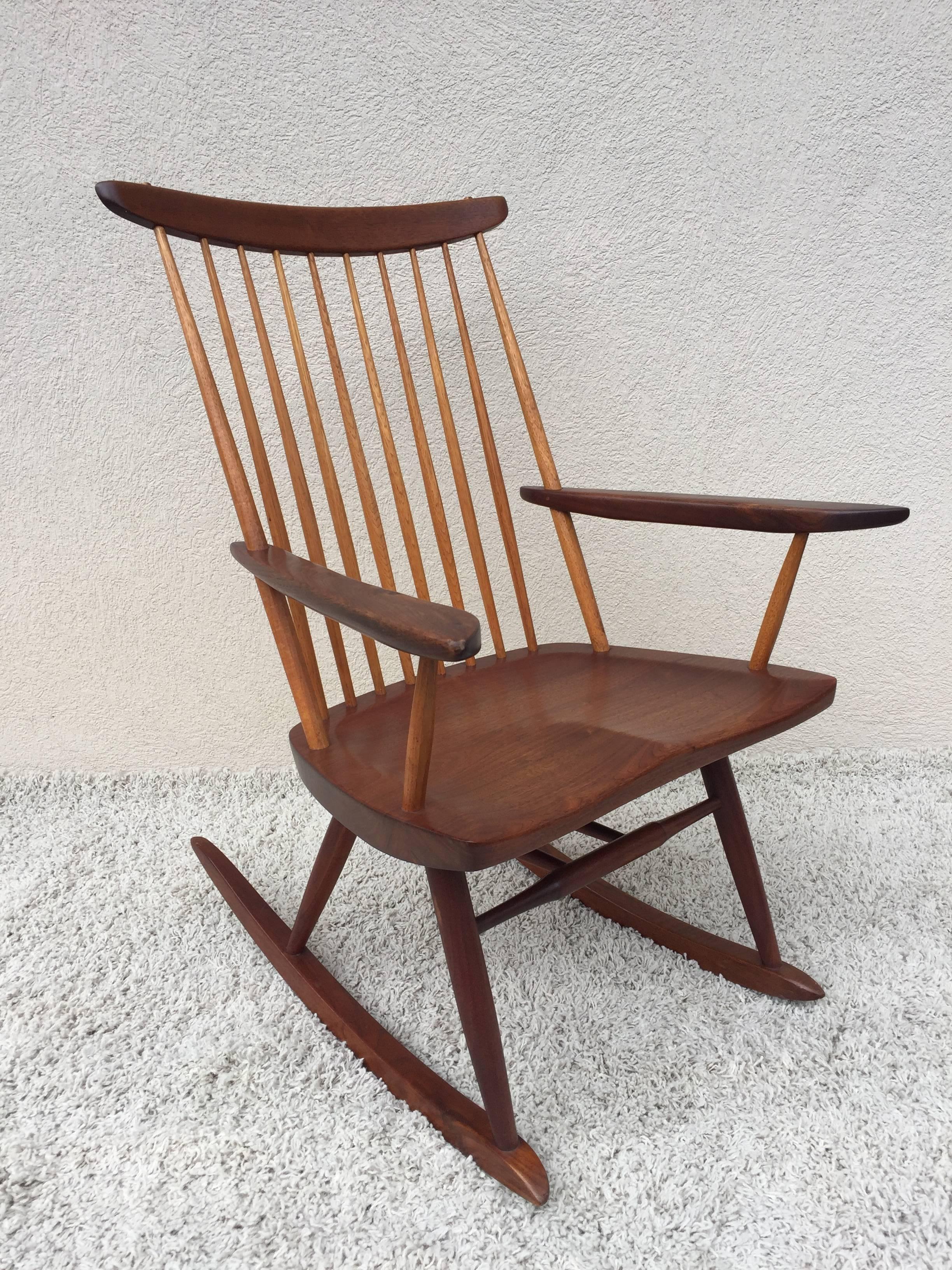 George Nakashima rocker all original, purchased from the studio and Stamped under seat, with letter purchased directly from Nakashima.