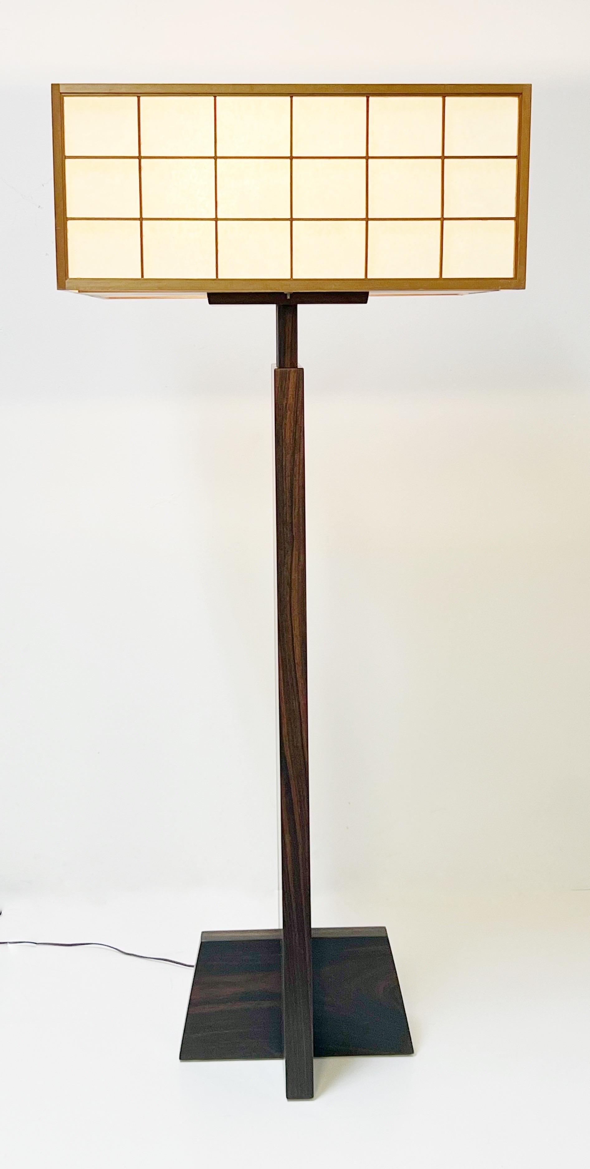 George Nakashima  Rosewood Minguren Floor Lamp with Asa Noha Shade In Good Condition For Sale In Miami, FL