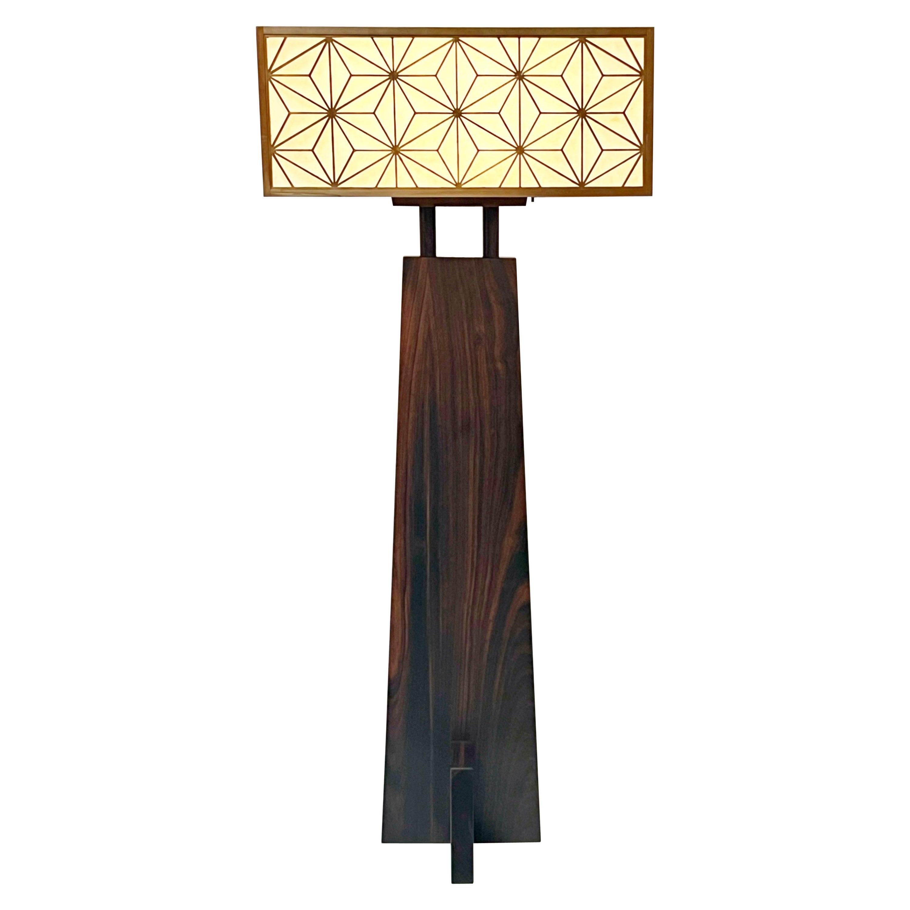 George Nakashima  Rosewood Minguren Floor Lamp with Asa Noha Shade