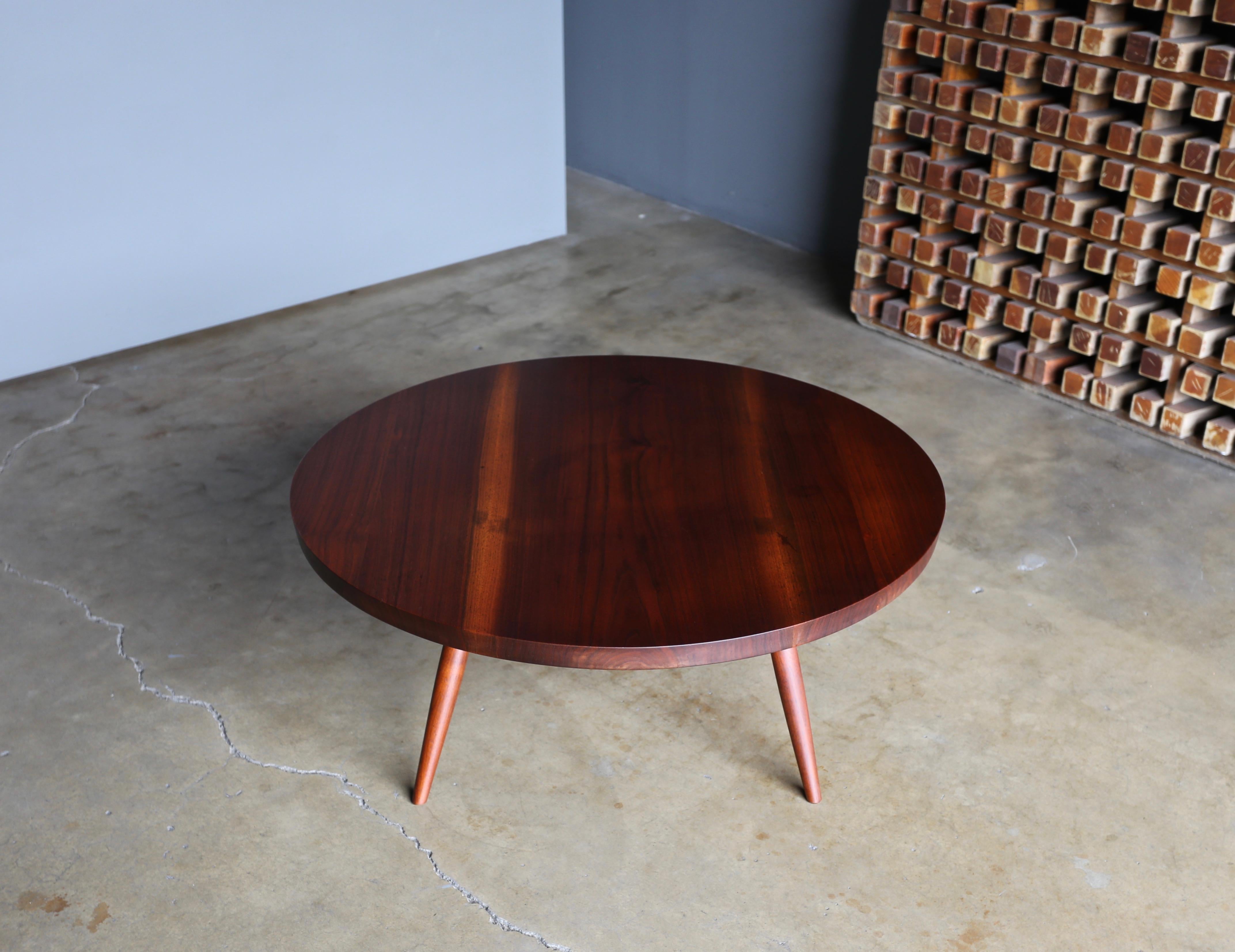 Mid-Century Modern George Nakashima Round Walnut Coffee Table, 1959