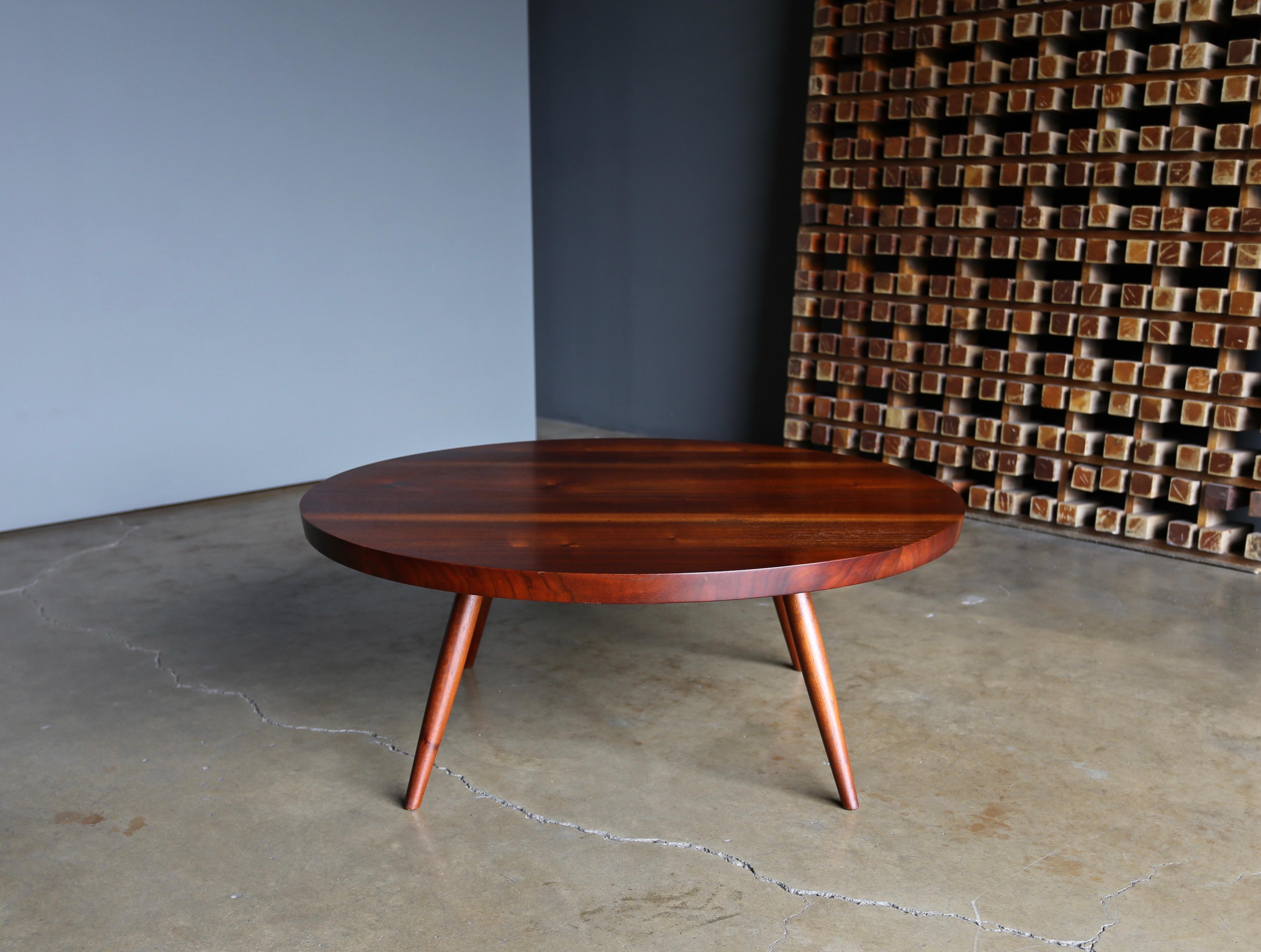 American George Nakashima Round Walnut Coffee Table, 1959