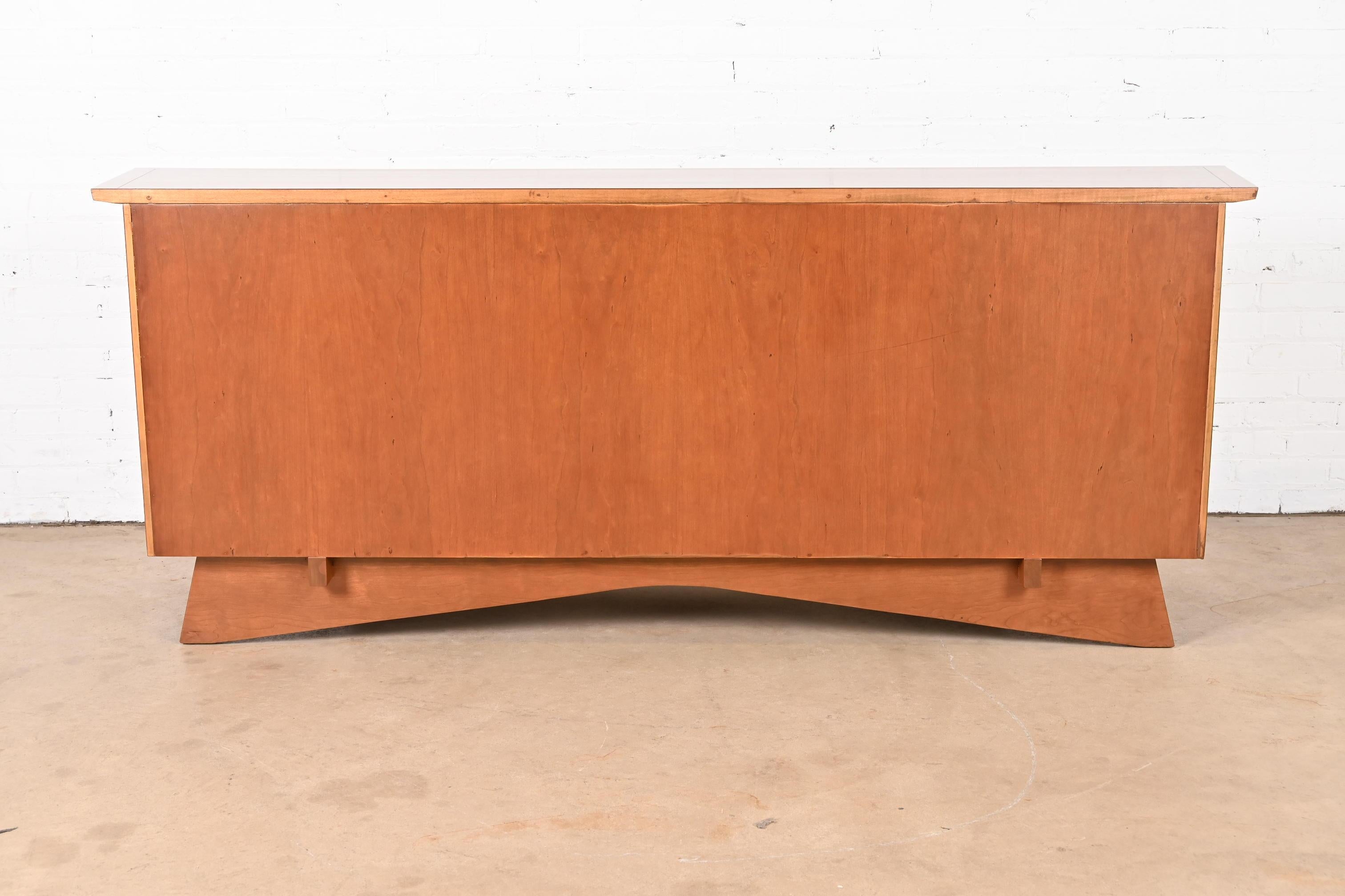 George Nakashima Sculpted East Indian Laurel Wood Sliding Door Credenza 10