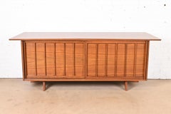 George Nakashima Sculpted East Indian Laurel Wood Sliding Door Credenza