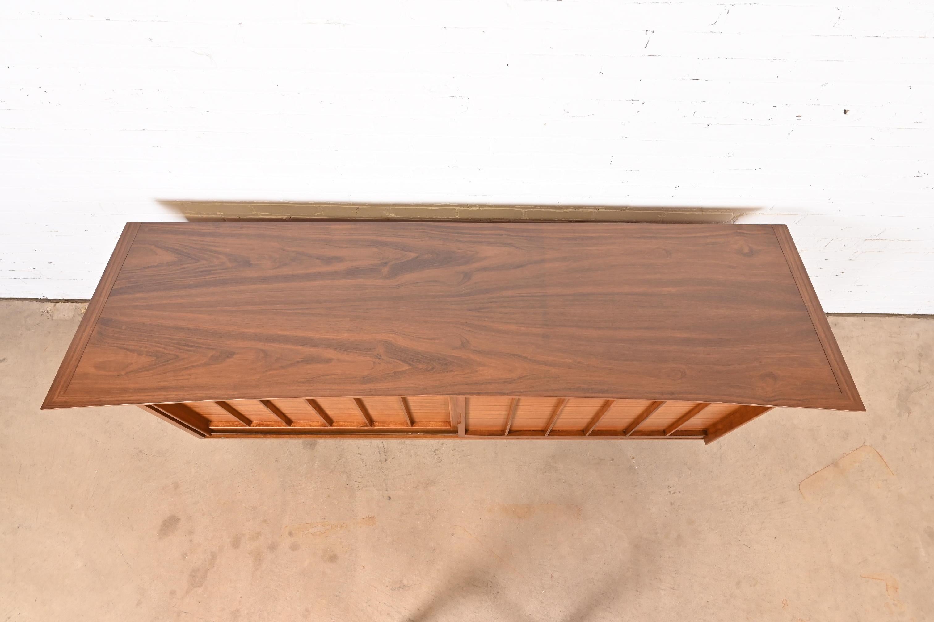 George Nakashima Sculpted East Indian Laurel Wood Sliding Door Credenza 1