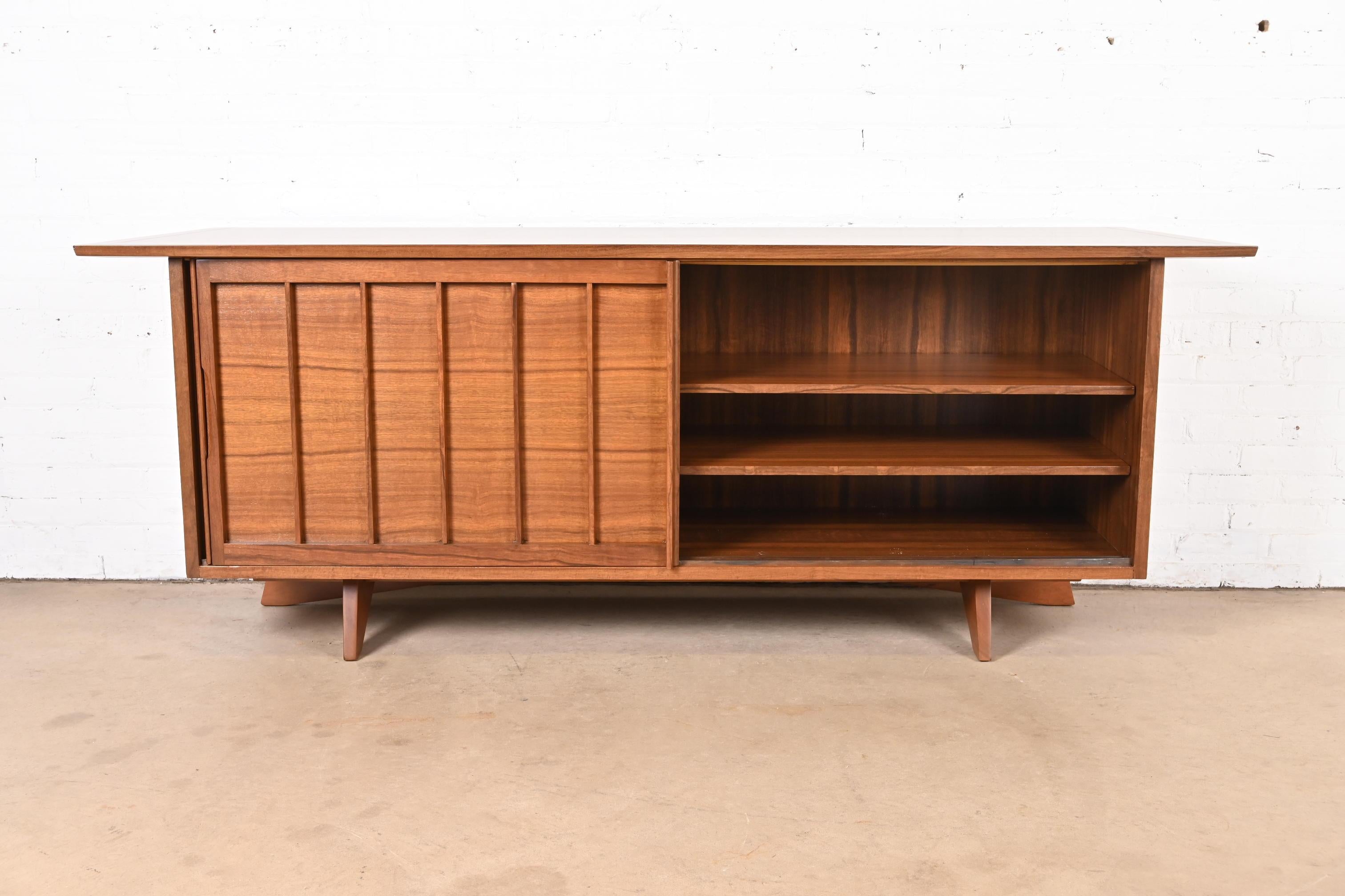 George Nakashima Sculpted East Indian Laurel Wood Sliding Door Credenza 2