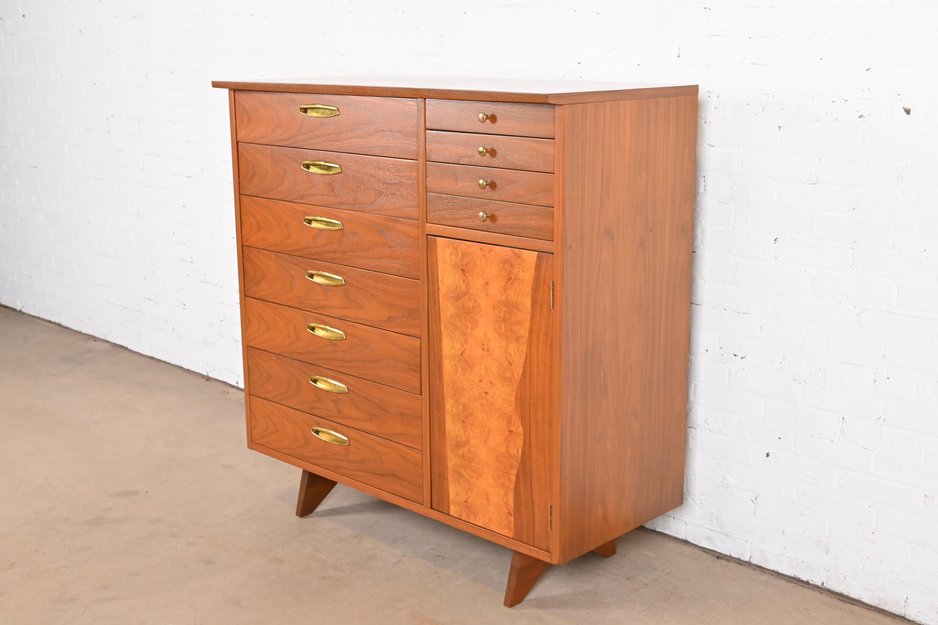 American George Nakashima Sculpted Walnut Gentleman's Chest for Widdicomb, Circa 1960 For Sale