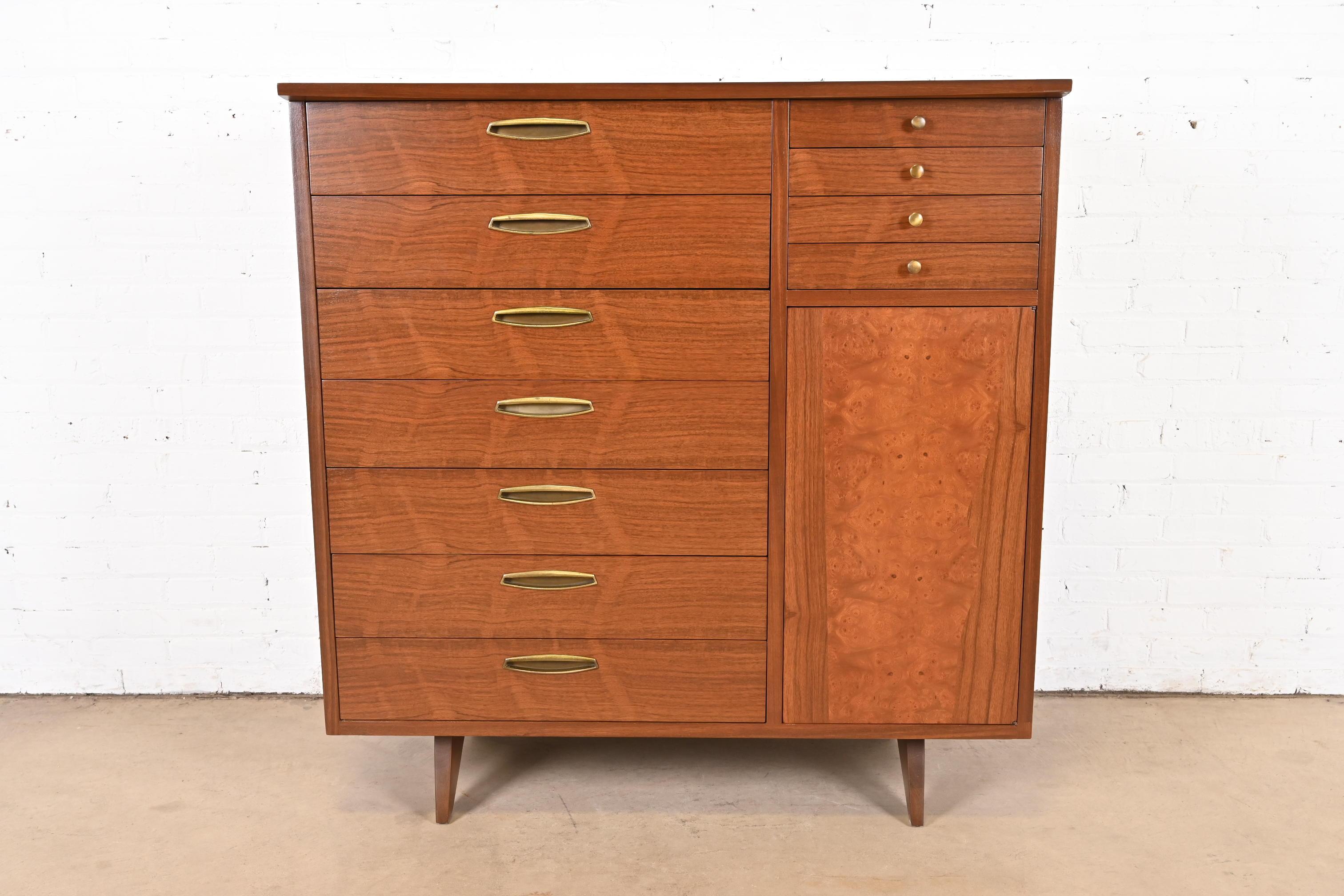 Mid-Century Modern George Nakashima Sculpted Walnut Gentleman's Chest for Widdicomb, Newly Restored For Sale
