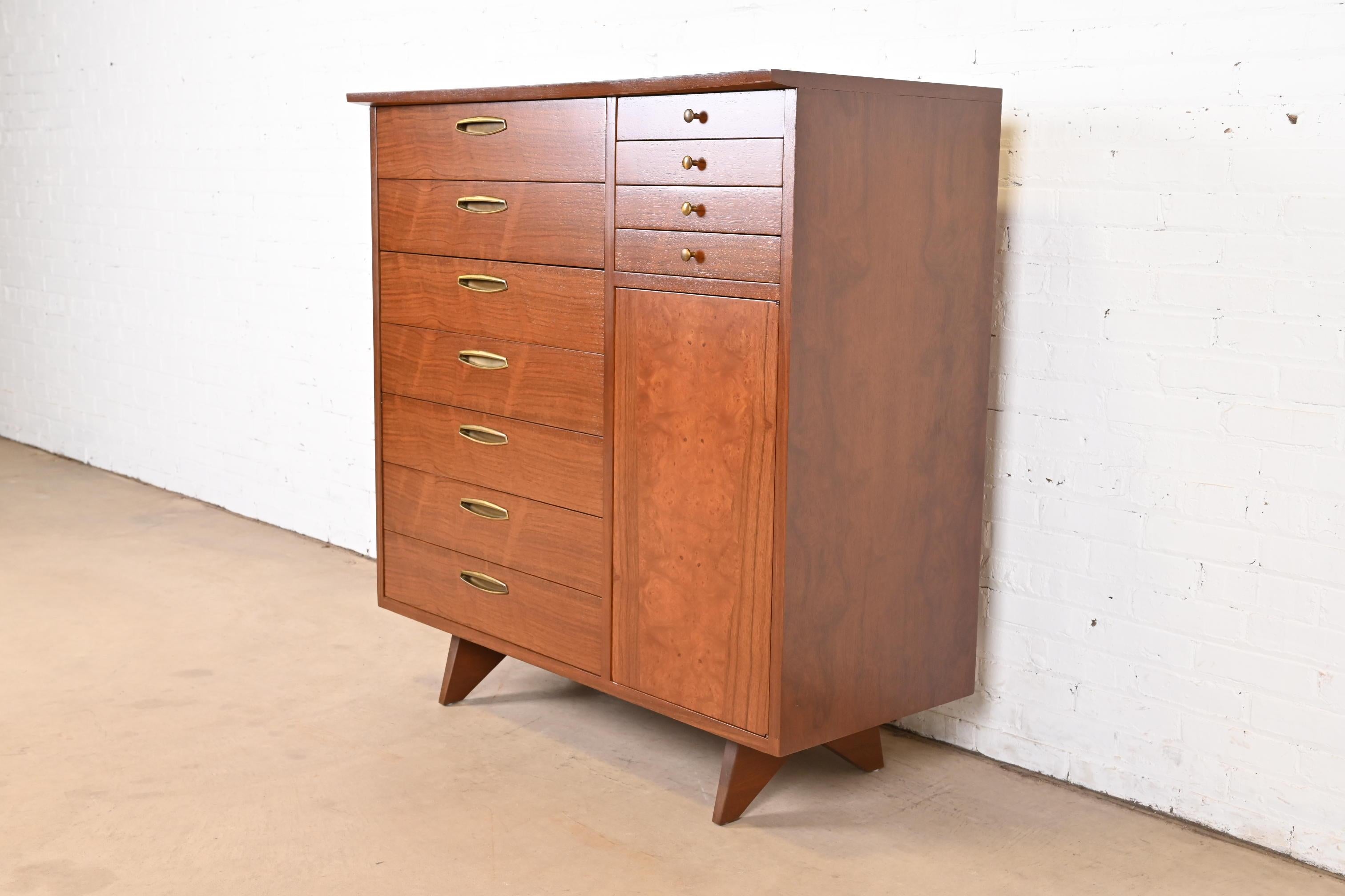 American George Nakashima Sculpted Walnut Gentleman's Chest for Widdicomb, Newly Restored For Sale