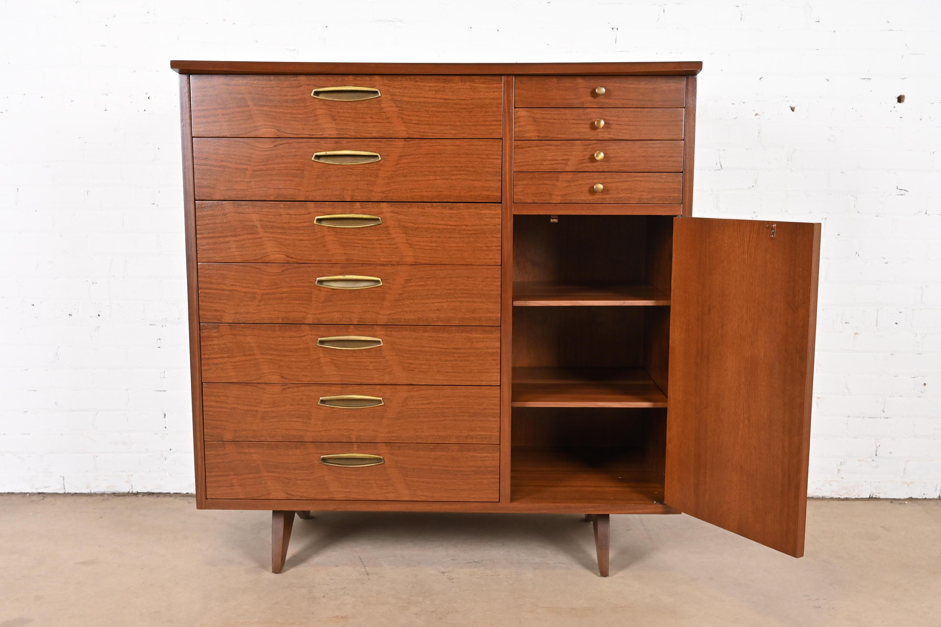 Mid-20th Century George Nakashima Sculpted Walnut Gentleman's Chest for Widdicomb, Newly Restored For Sale