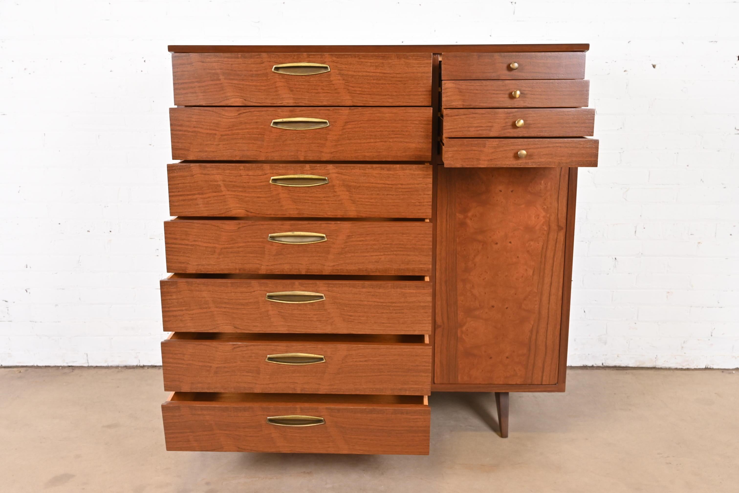 George Nakashima Sculpted Walnut Gentleman's Chest for Widdicomb, Newly Restored For Sale 1