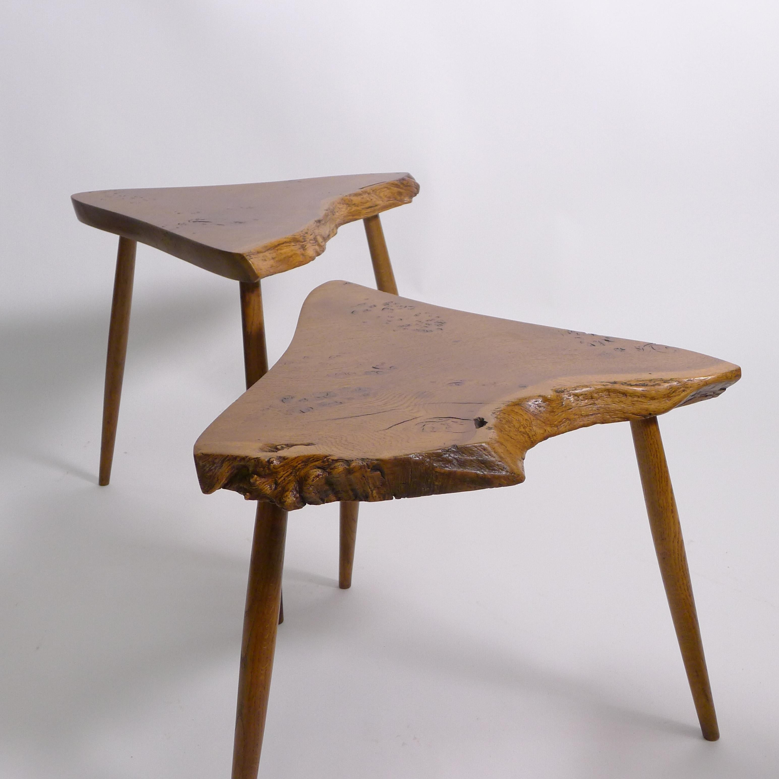 George Nakashima, Set of 3 Oak and Burl Oak Nesting Tables, 1960 in vendita 7