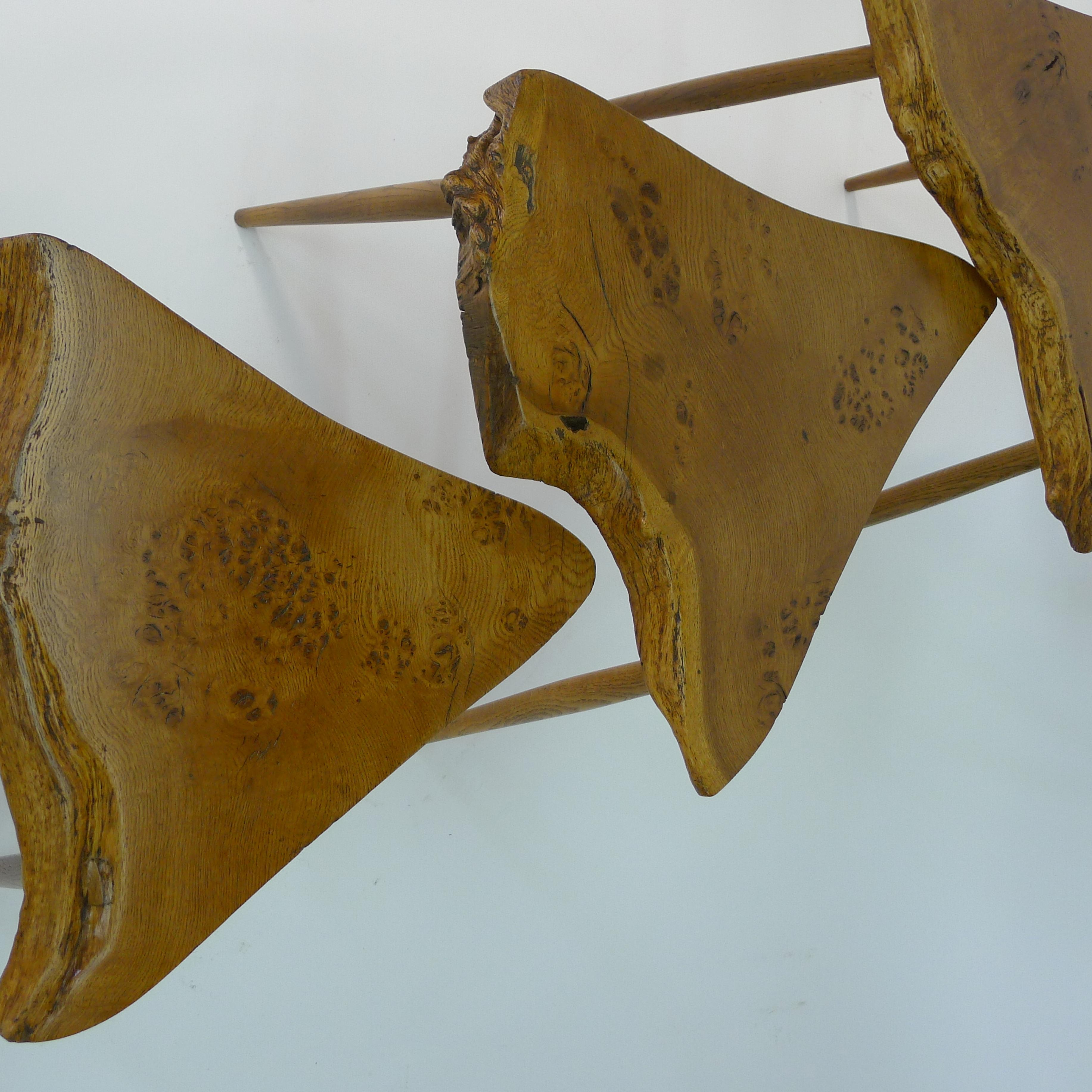 George Nakashima, Set of 3 Oak and Burl Oak Nesting Tables, 1960 in vendita 9