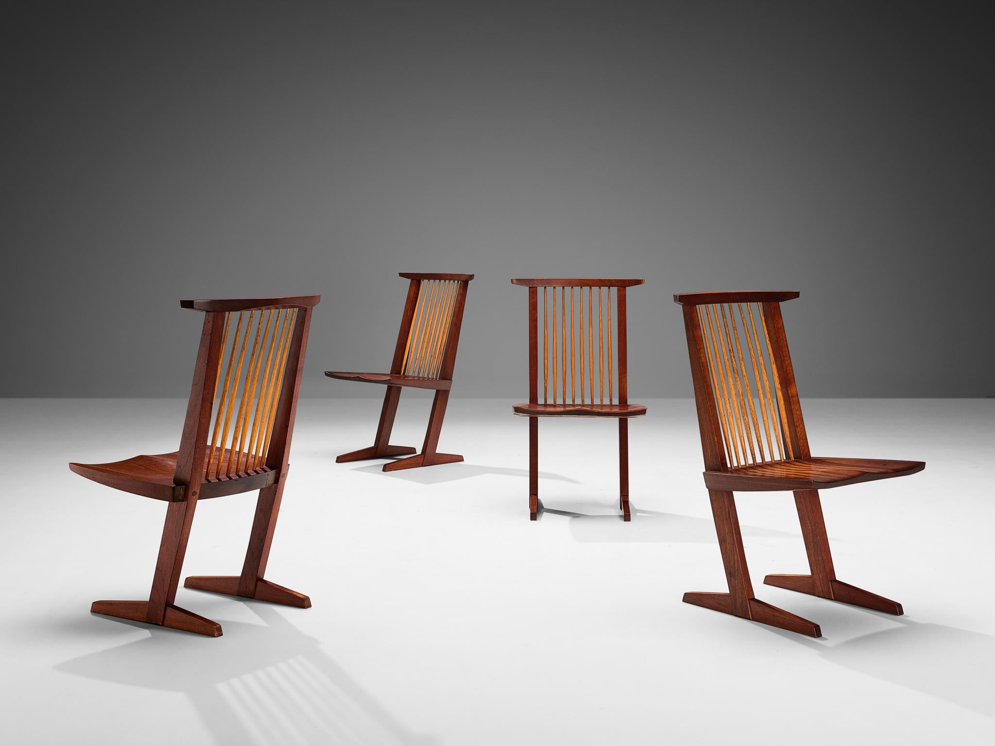 Mid-Century Modern George Nakashima Set of Four 'Conoid' Dining Chairs in Walnut  For Sale