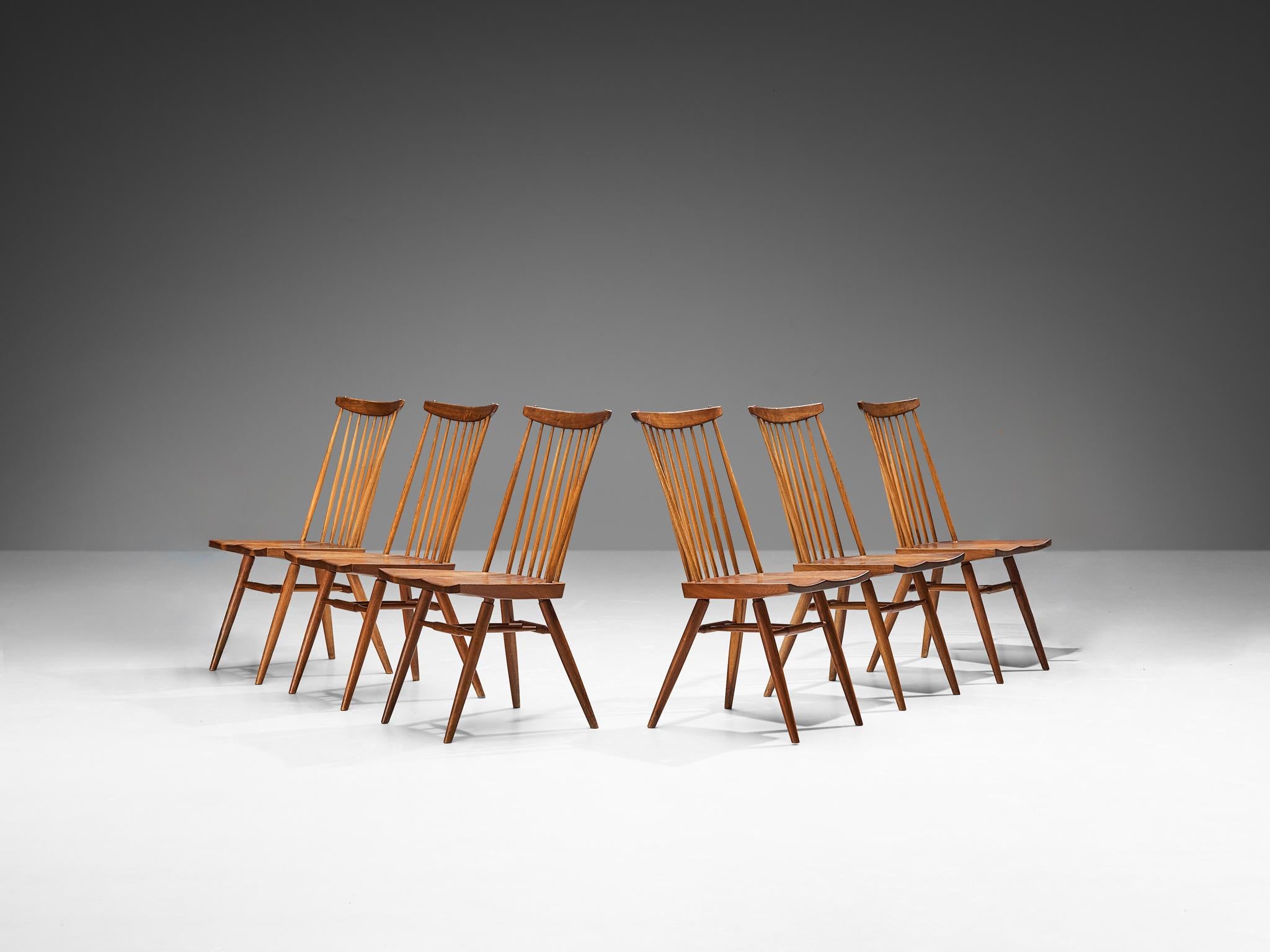 Mid-Century Modern George Nakashima lot de six chaises de salle à manger « nouvelles »  en vente