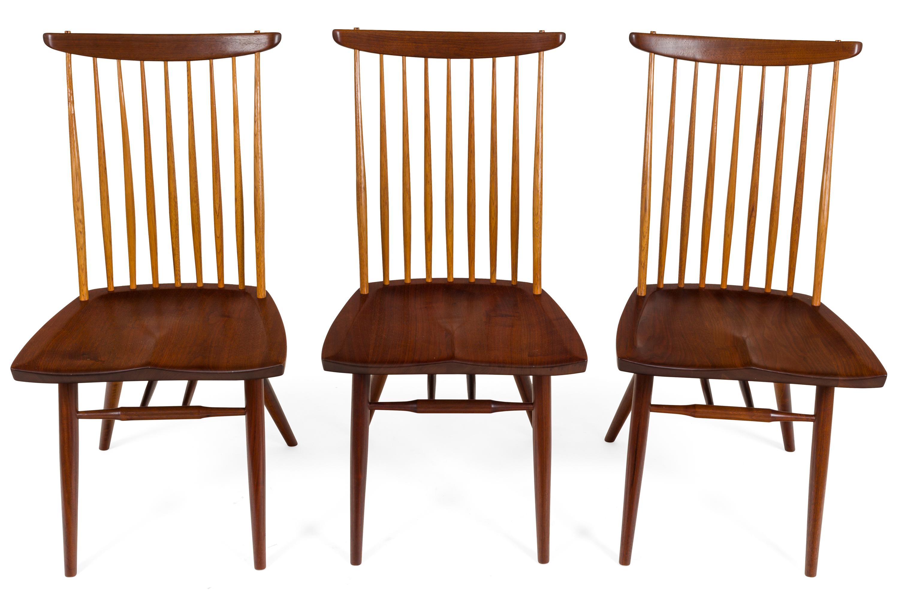 American Craftsman George Nakashima Set of Six Walnut and Hickory 