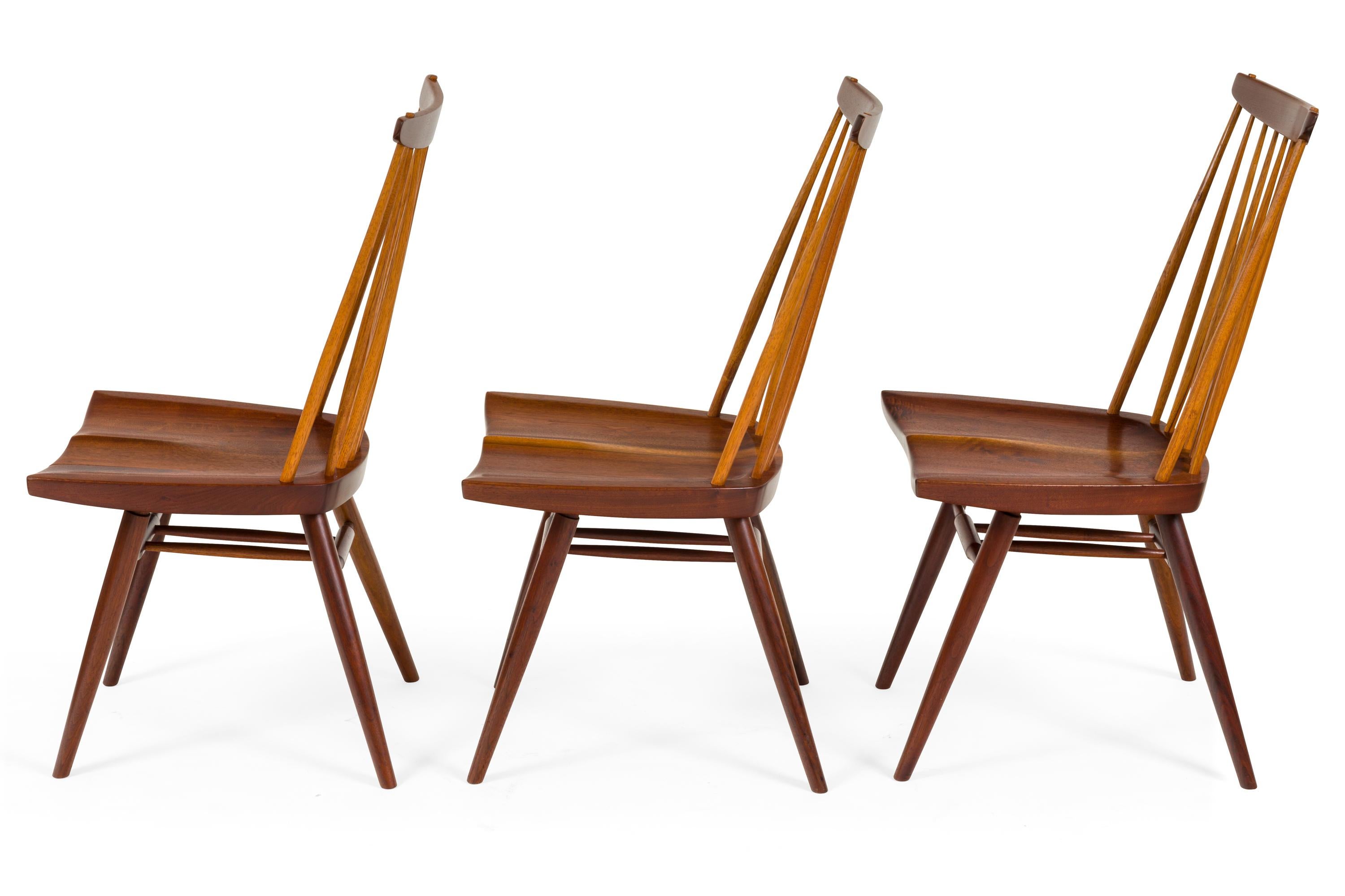 American George Nakashima Set of Six Walnut and Hickory 