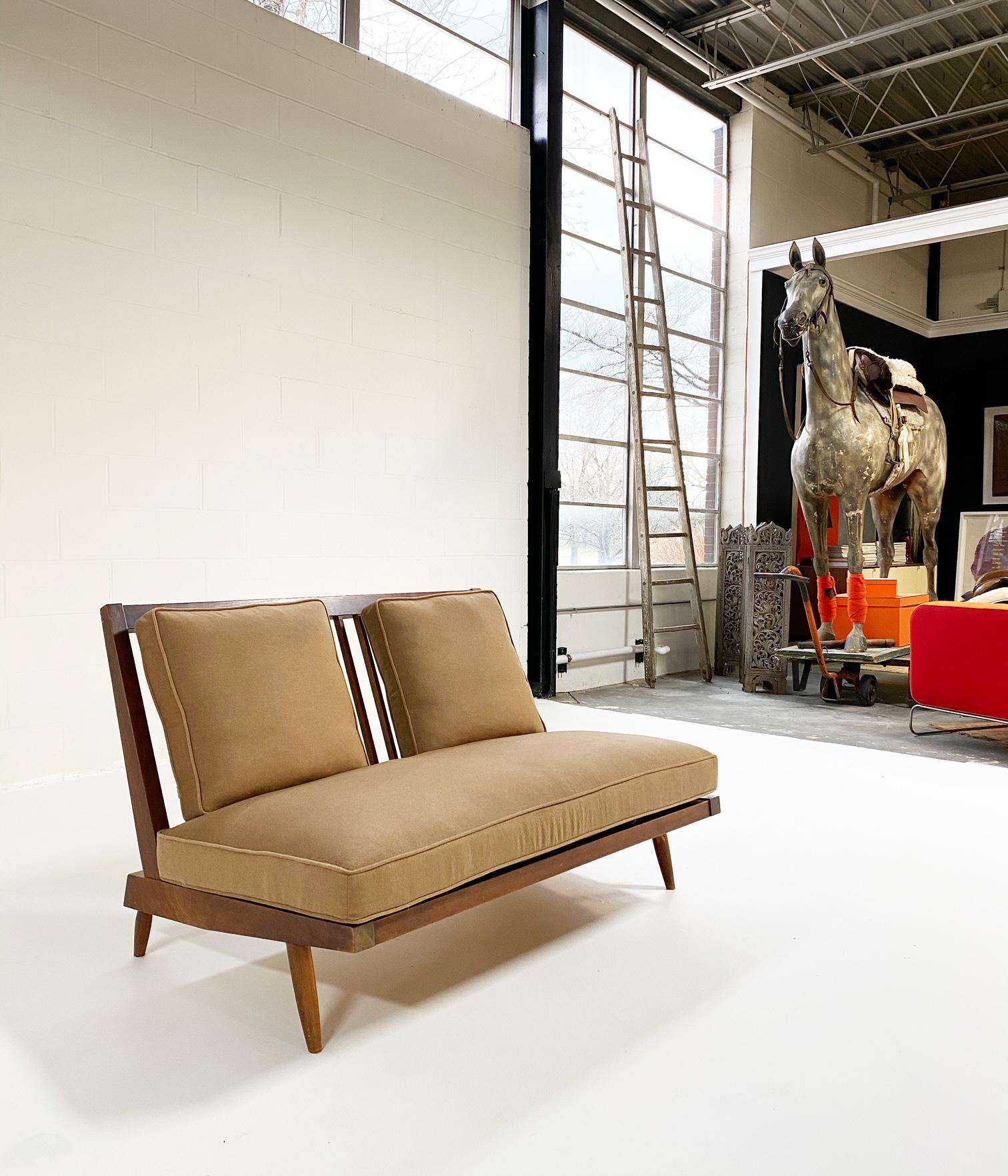 Fabric George Nakashima Settee with Loro Piana Cashmere Cushions