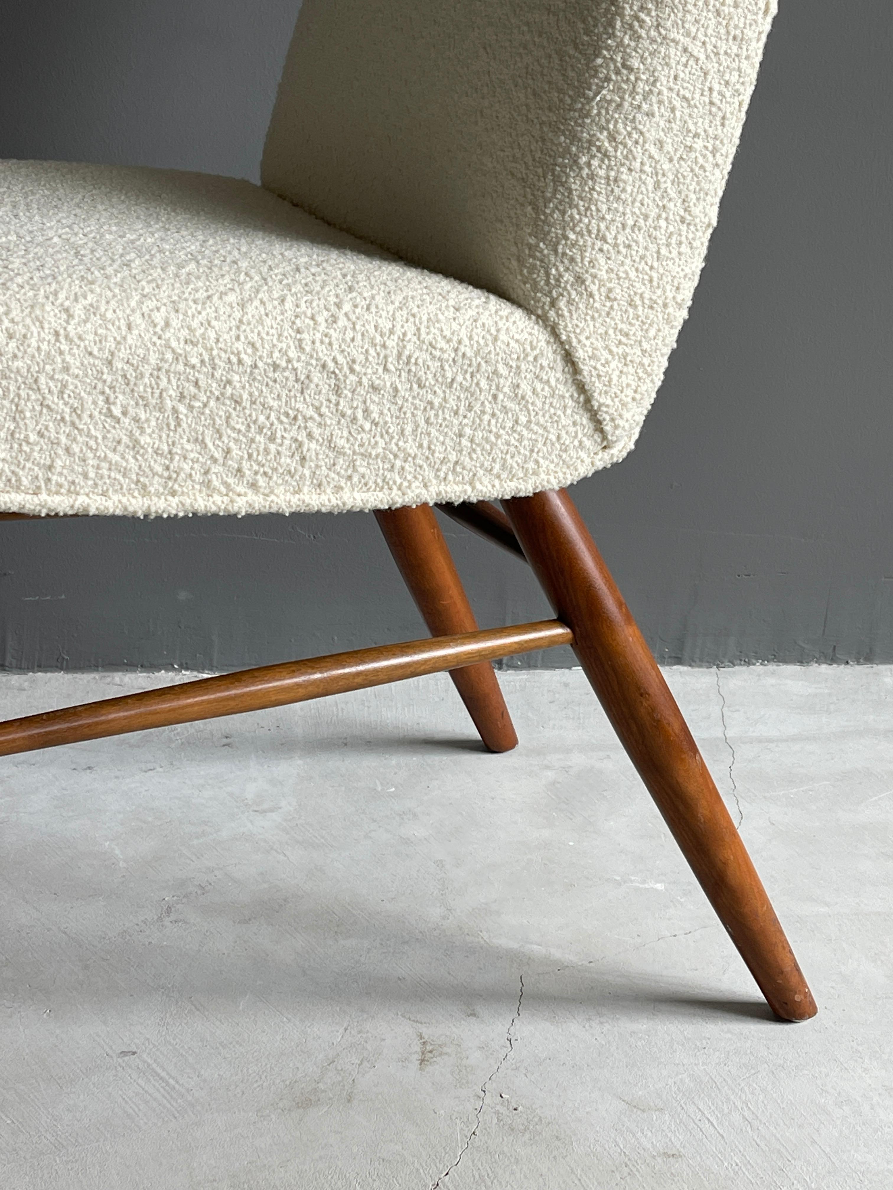 George Nakashima, Side Chair, White Bouclé, Walnut, for Widdicomb, America 1960s 3