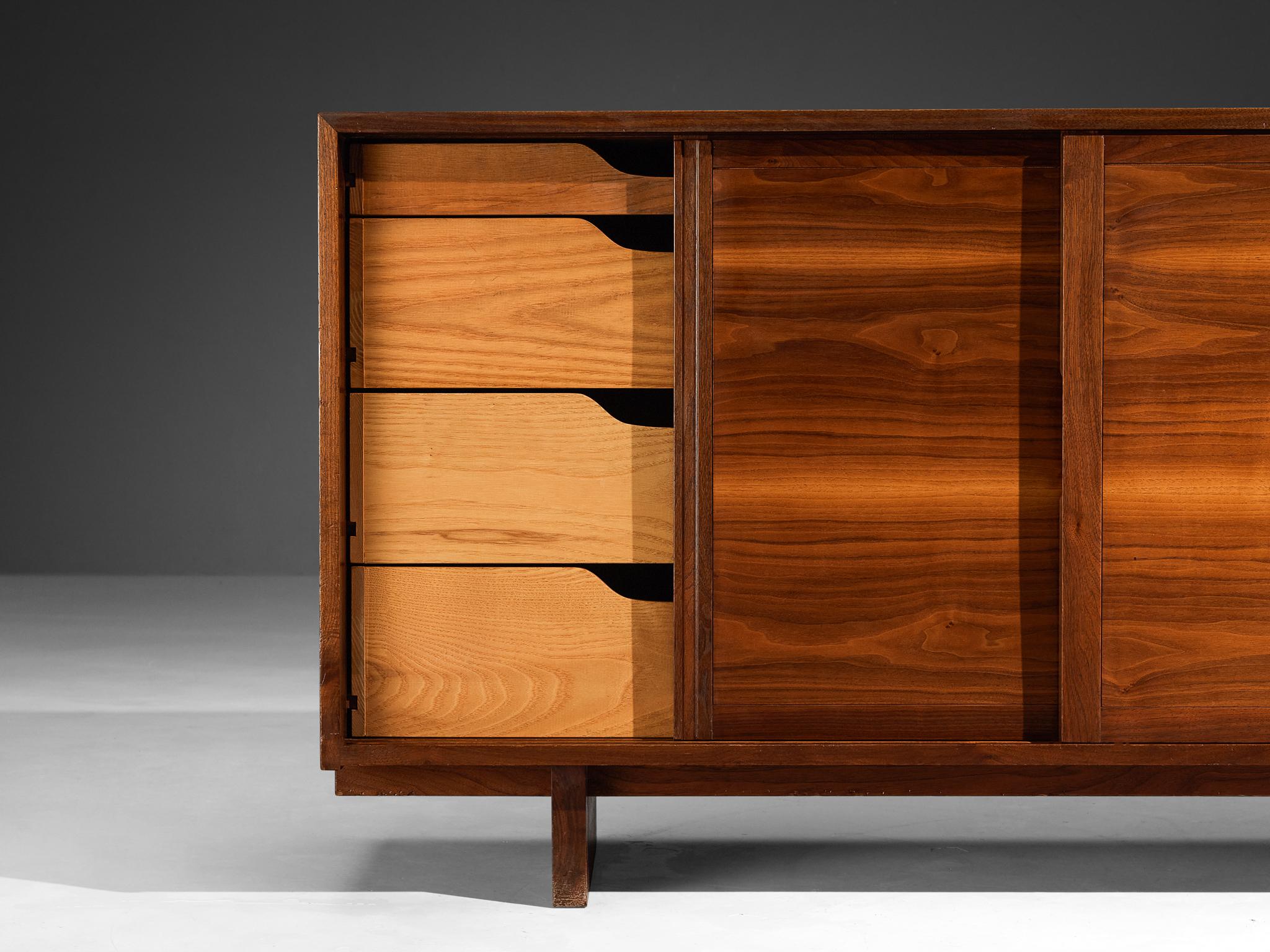 Mid-Century Modern George Nakashima Sideboard with Sliding Doors in Solid Walnut