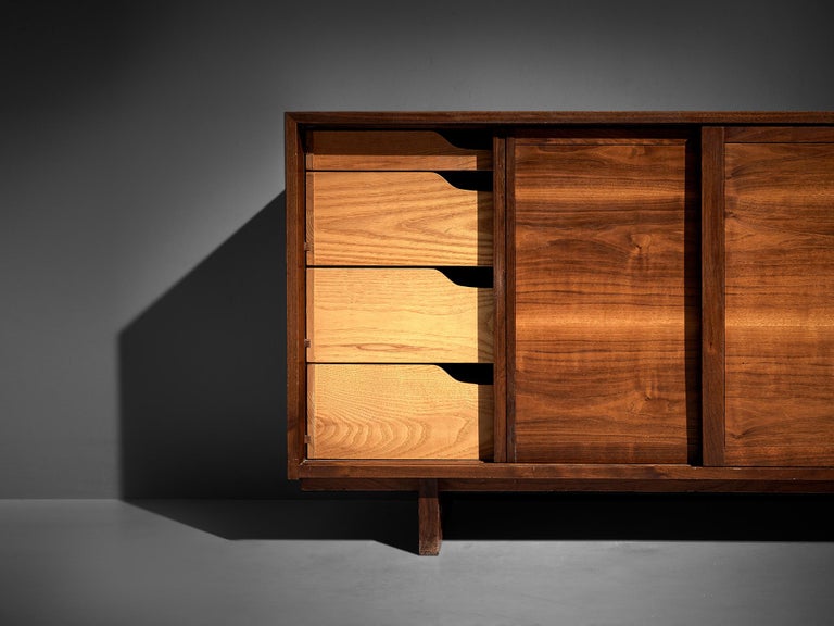 George Nakashima Sideboard with Sliding Doors in Solid Walnut For Sale 1