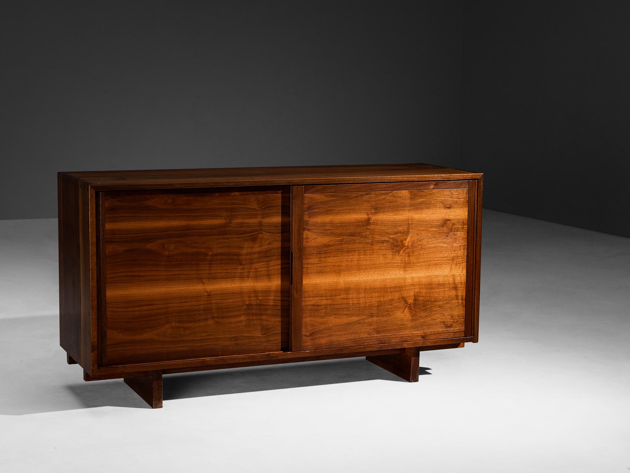 Mid-20th Century George Nakashima Sideboard with Sliding Doors in Solid Walnut