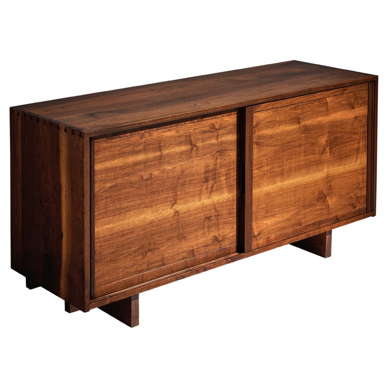 George Nakashima Sideboard with Sliding Doors in Solid Walnut For Sale