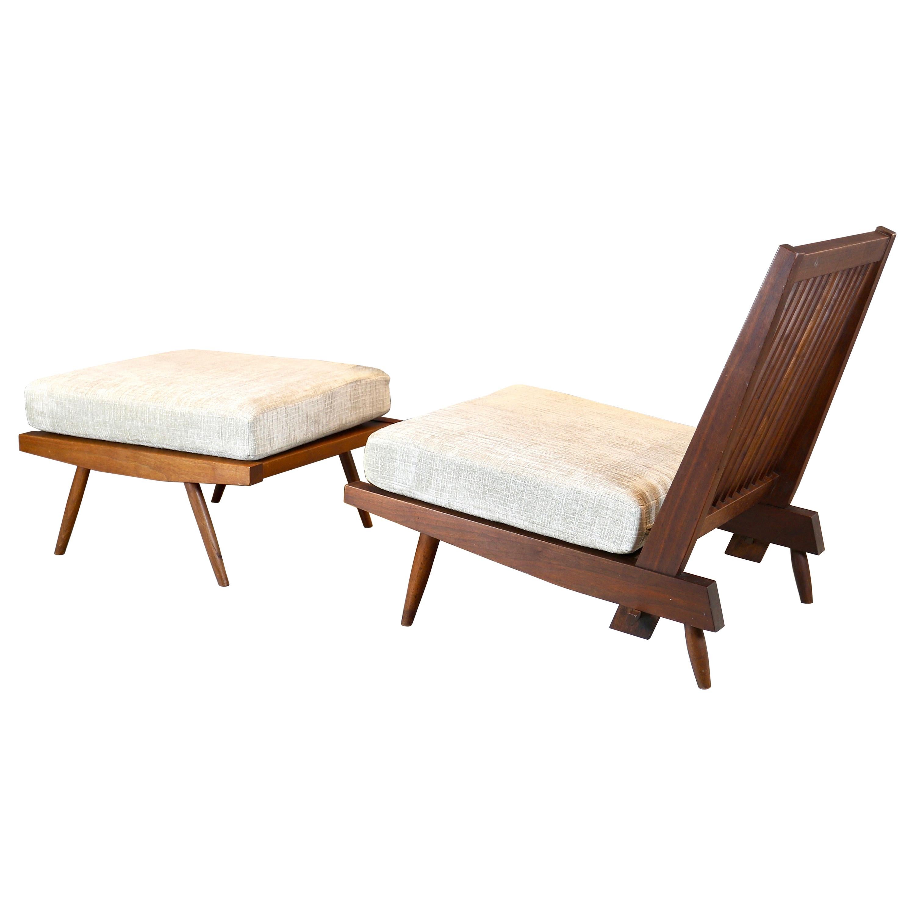 George Nakashima, Single "Cushion" Chair and Ottoman, 1950s