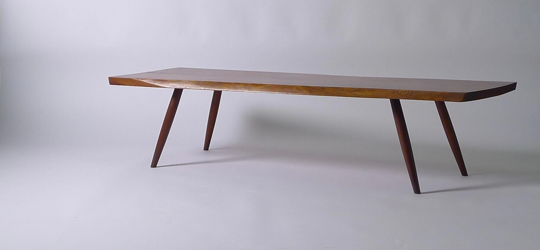 Mid-Century Modern George Nakashima; Single Slab American Walnut Coffee Table from 1957