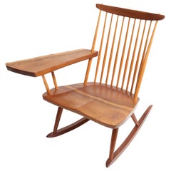 Retro George Nakashima Slab-Arm Rocker