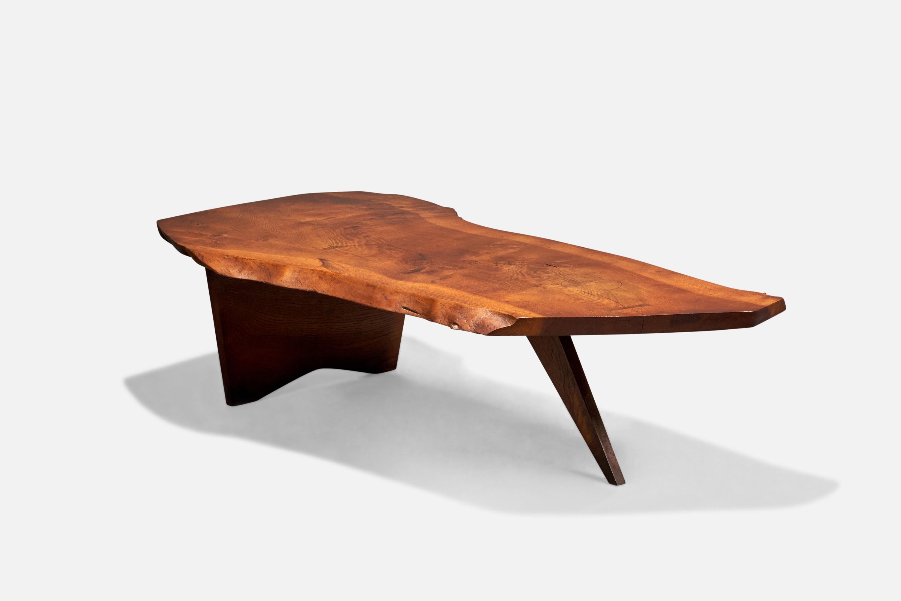Nakashima, "Slab" Coffee Table, Oak Burl, Oak, New Hope, USA