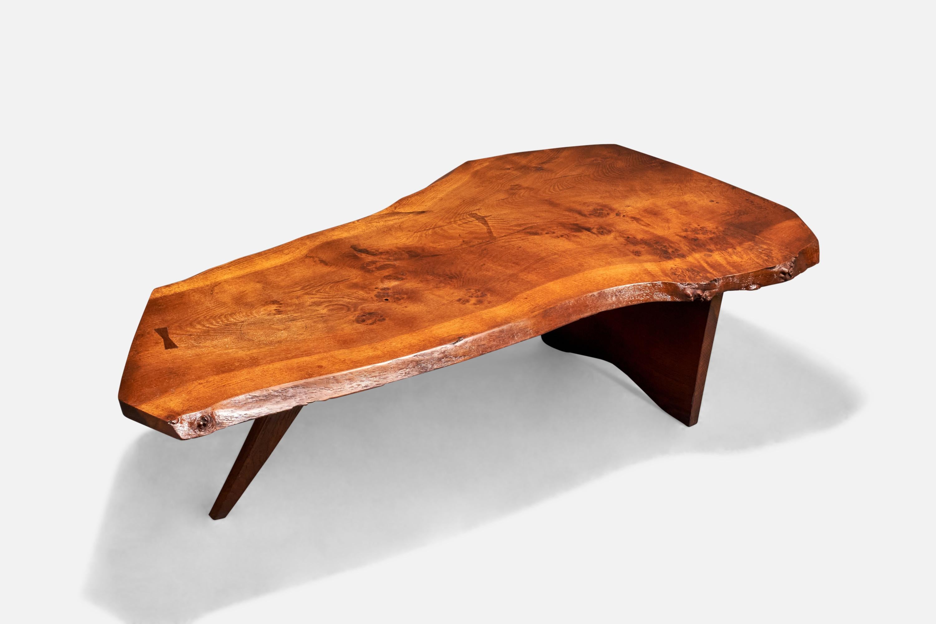 Nakashima, "Slab" Coffee Table, Oak Burl, Oak, New Hope, USA, 1962 For Sale at 1stDibs