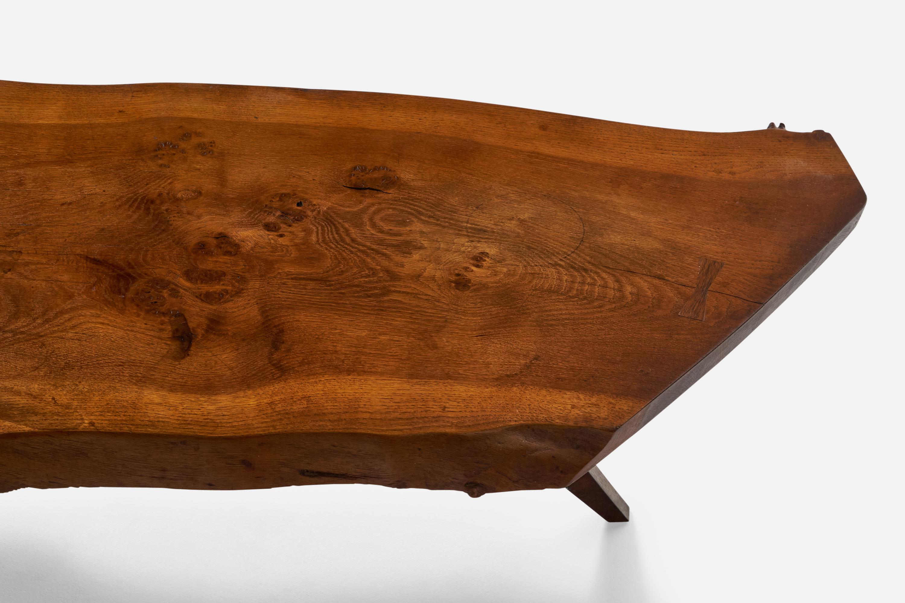 Table basse dalle de George Nakashima, en ronce de chêne, New Hope, États-Unis, 1962 en vente 2