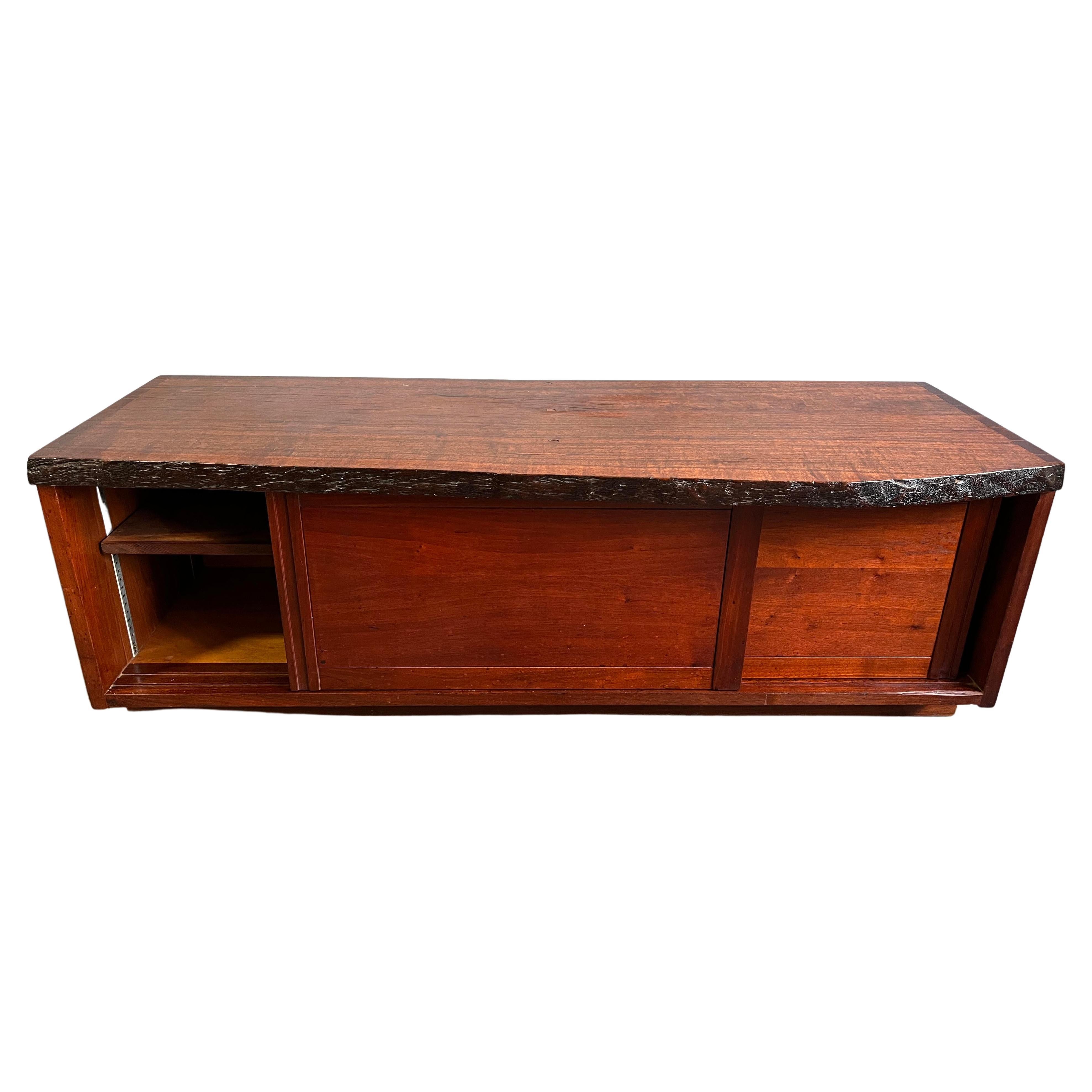 Walnut George Nakashima Sliding Door Low Cabinet For Sale