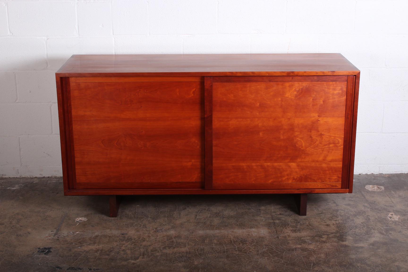 George Nakashima Sliding Door Cabinet in Cherry, 1963 In Good Condition In Dallas, TX
