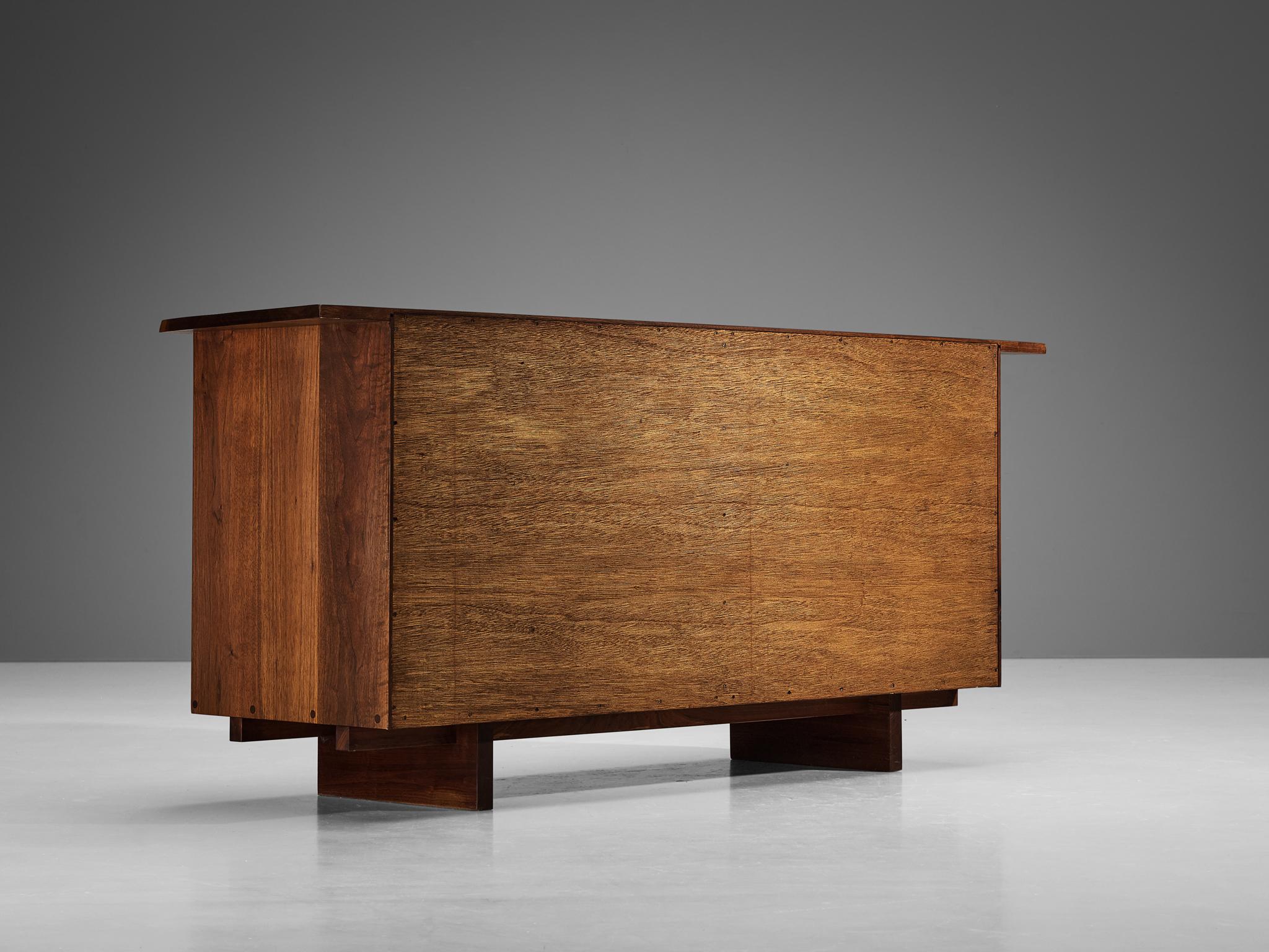 George Nakashima Sliding-Door Cabinet in Walnut and Pandanus Cloth 7