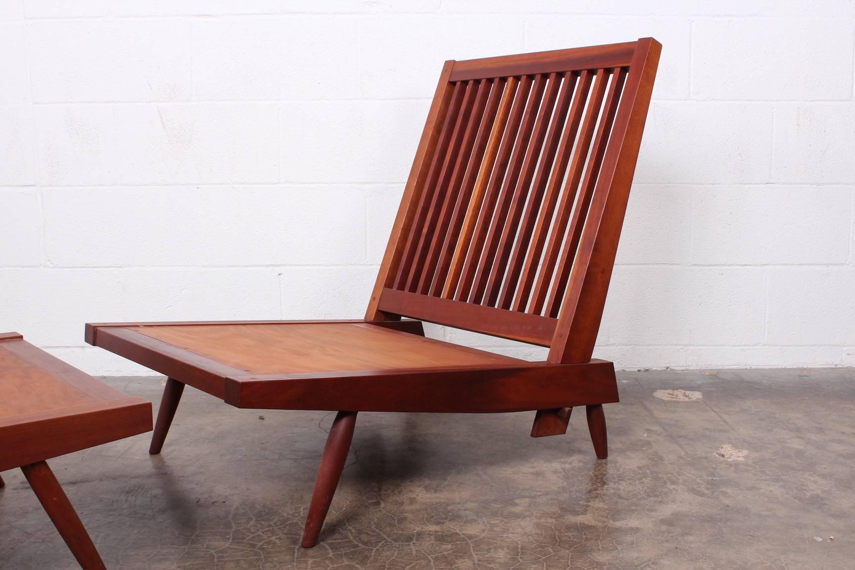 Mid-20th Century George Nakashima Spindle Back Lounge Chair and Ottoman, 1952