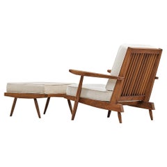 George Nakashima Spindleback Lounge Chair with Ottoman in Walnut