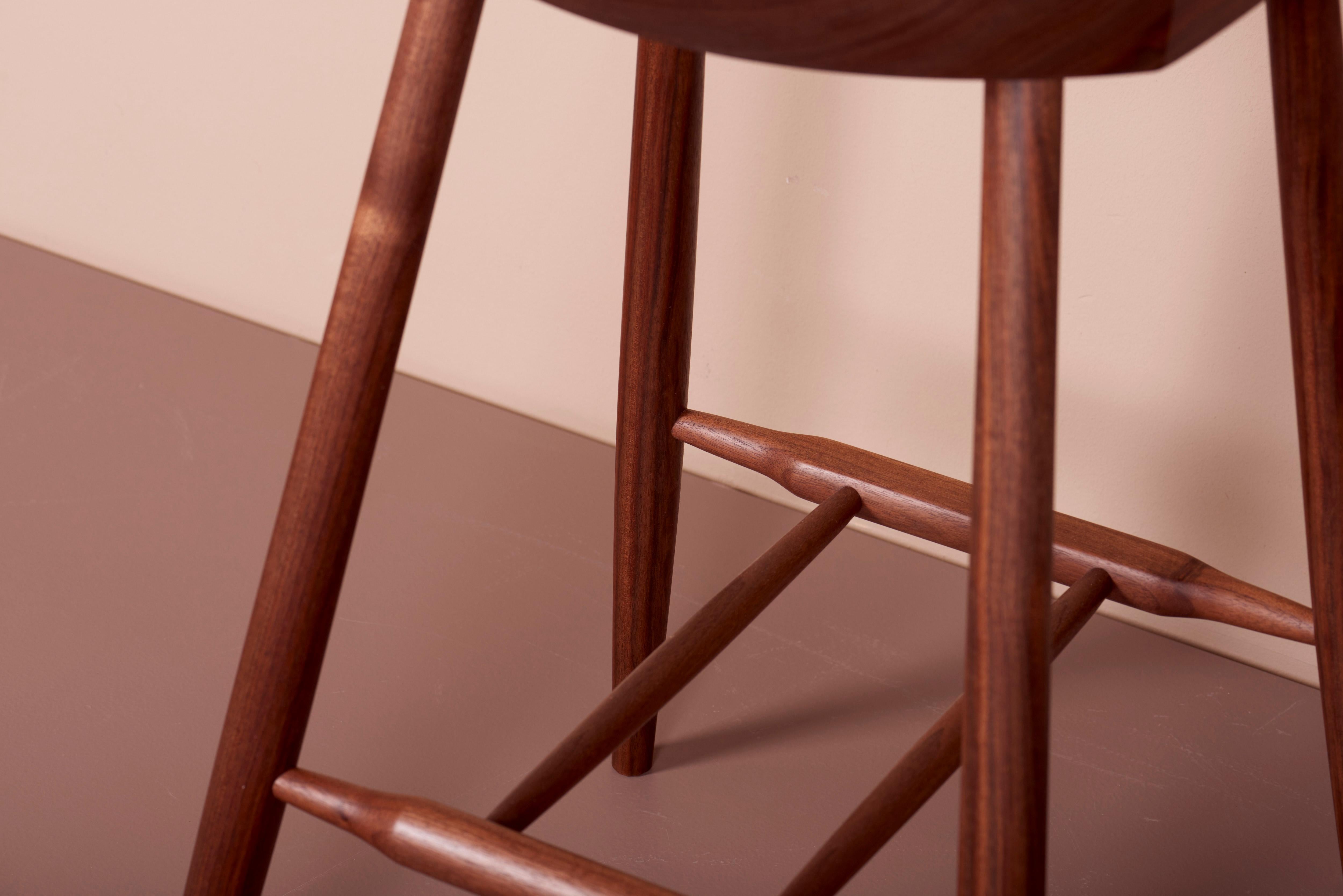 Set of four George Nakashima Studio, 4 Legged High Chairs, US, 2022 5