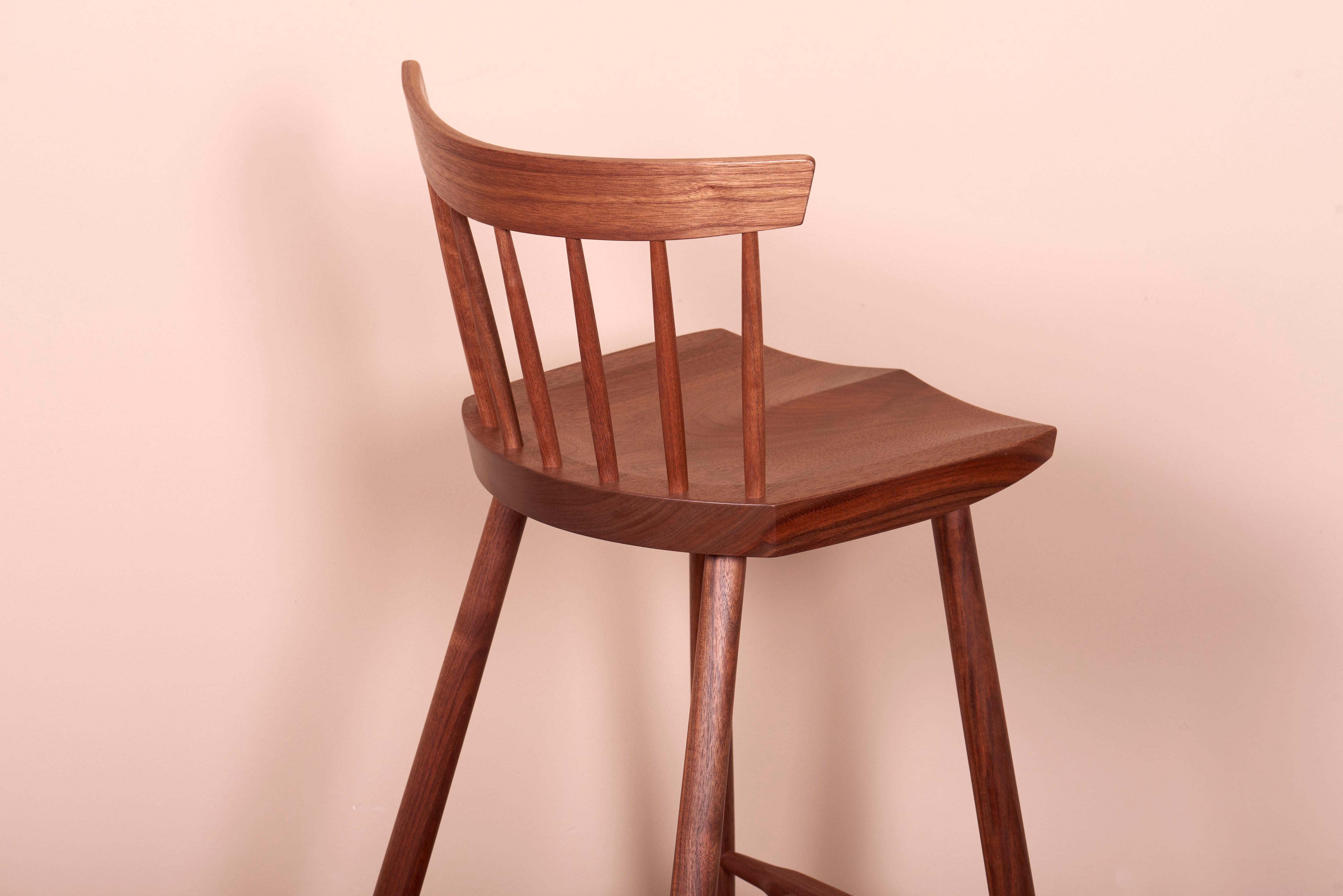 Set of four George Nakashima Studio, 4 Legged High Chairs, US, 2022 7